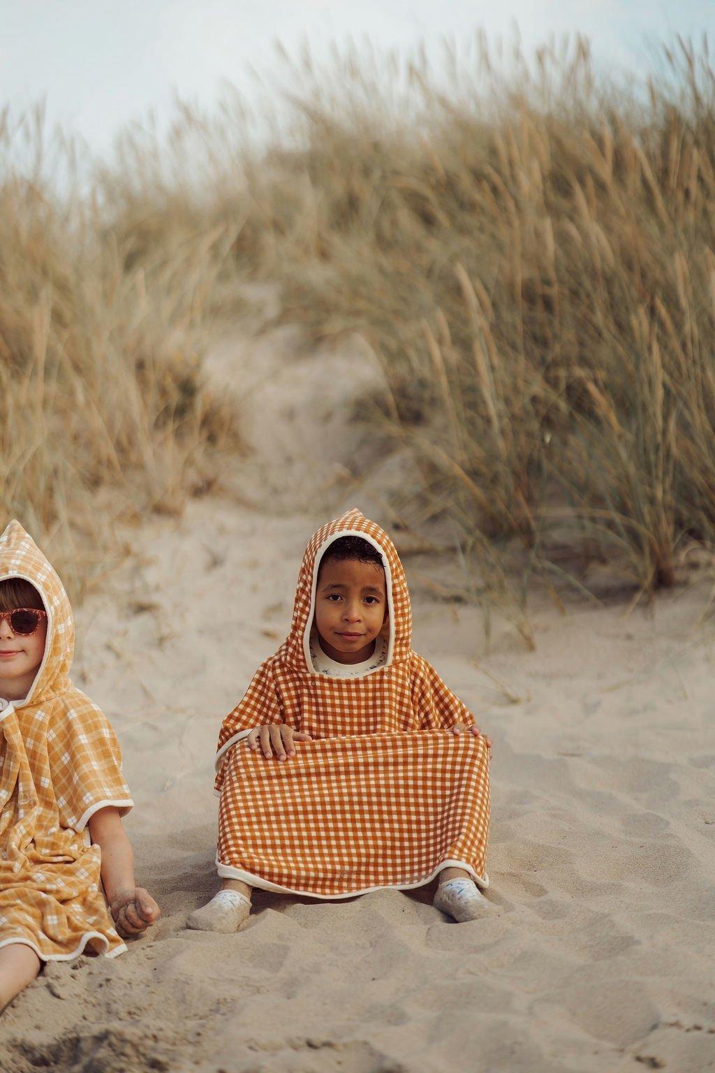 Bathing Towel Poncho | Organic Cotton | Sienna Gingham image number 3