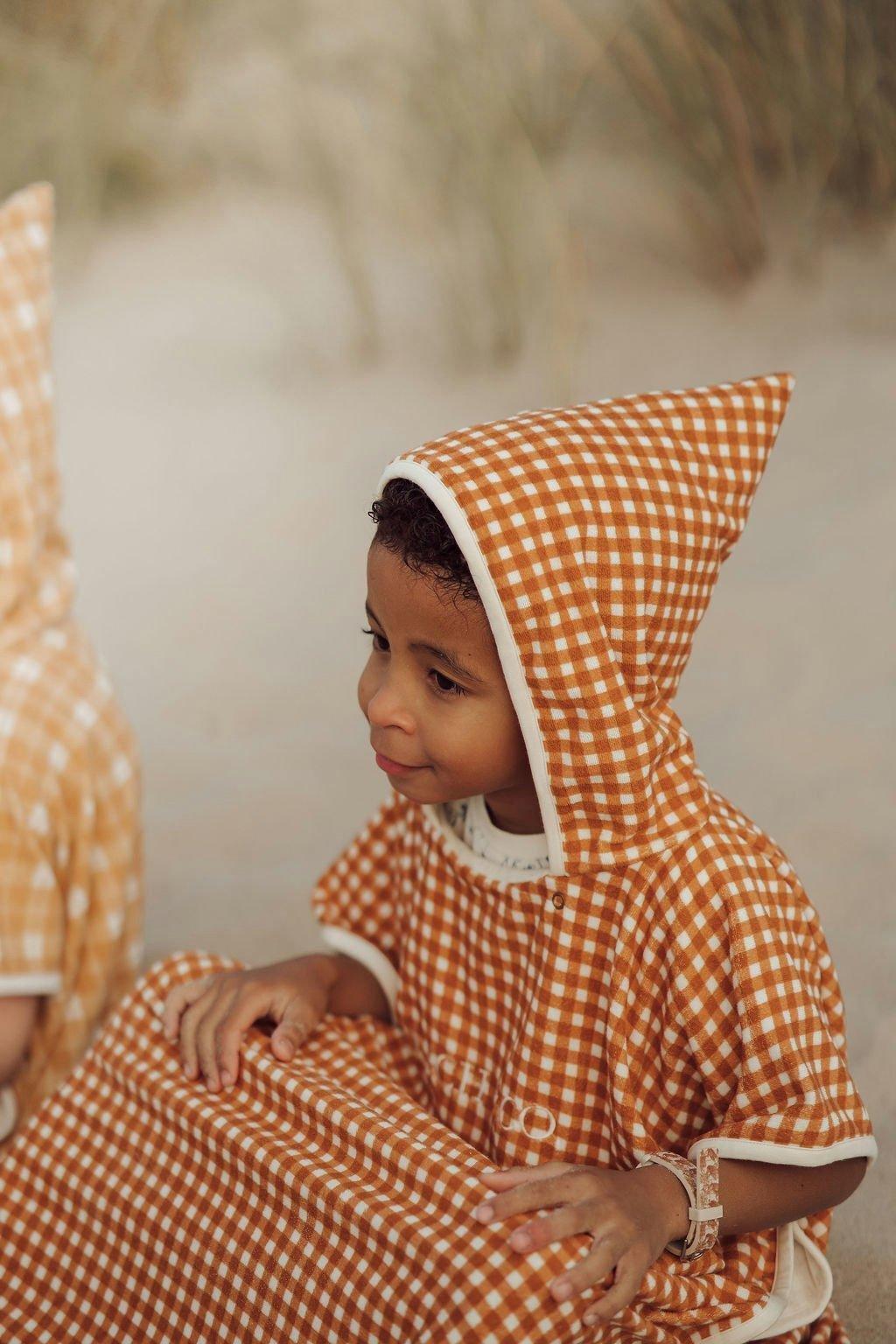 Bathing Towel Poncho | Organic Cotton | Sienna Gingham image number 1