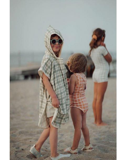 Bathing Towel Poncho | Organic Cotton | Fern Plaid