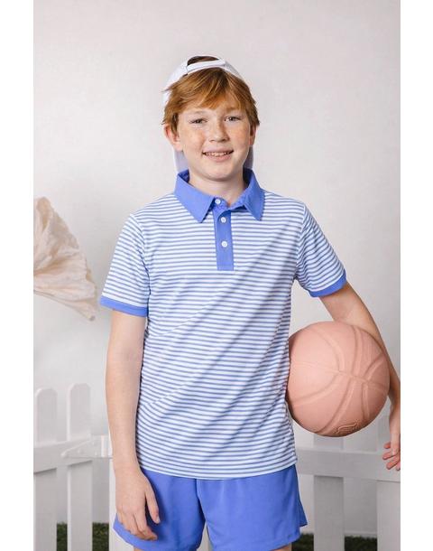 Polo Shirt - Sky Blue Thin Stripe