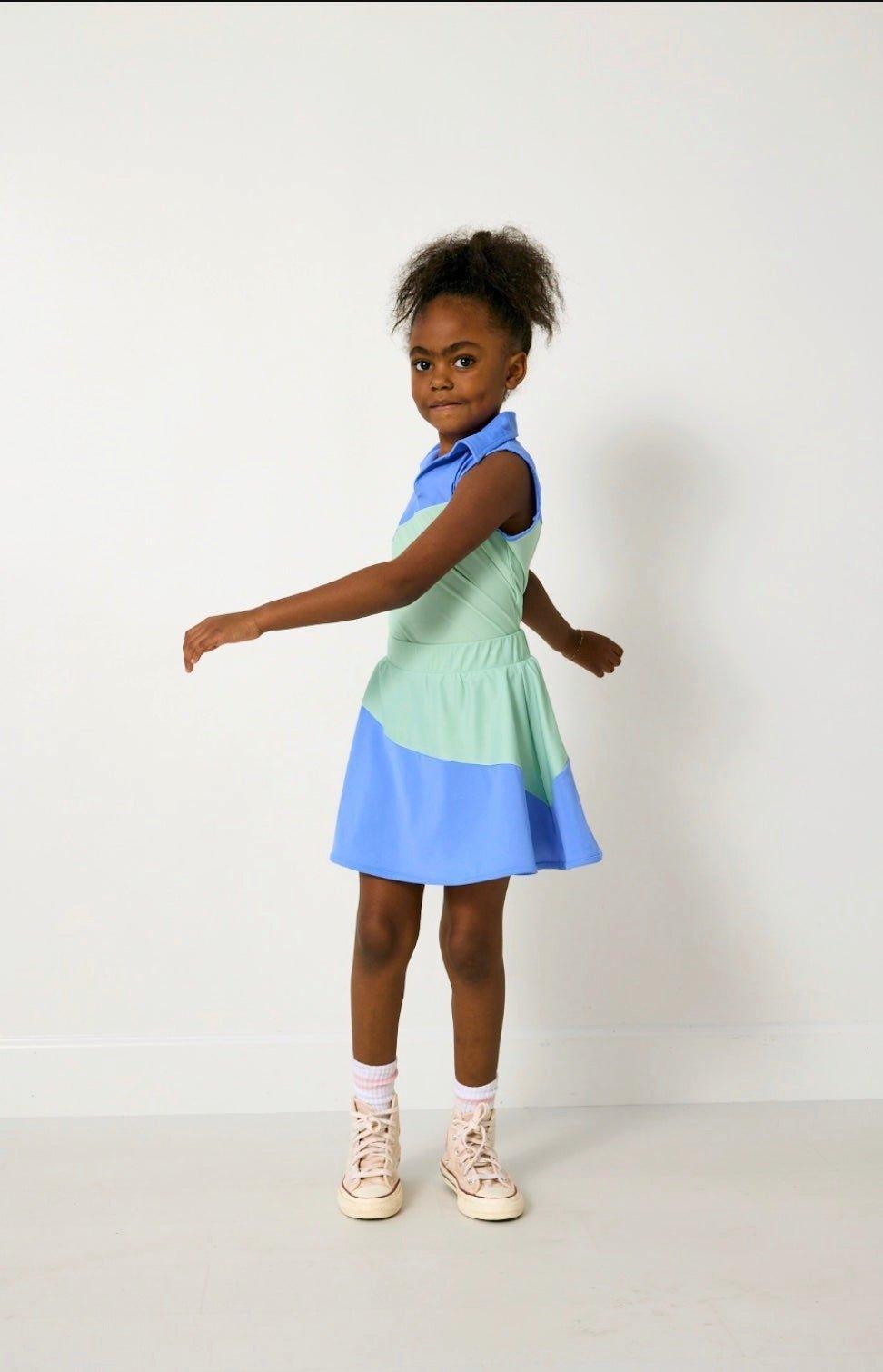 Girls Half Court Tank - Sky Blue/Palm Green image number 2