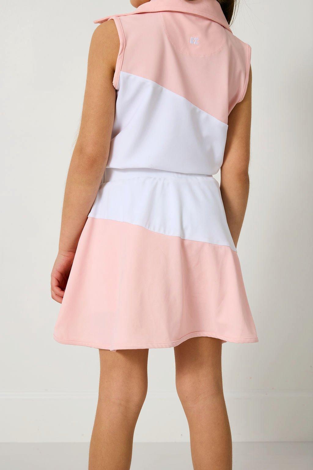 Girls Half Court Tank - Pink/White image number 2