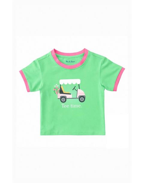 Tee Time T-Shirt, Green & Pink