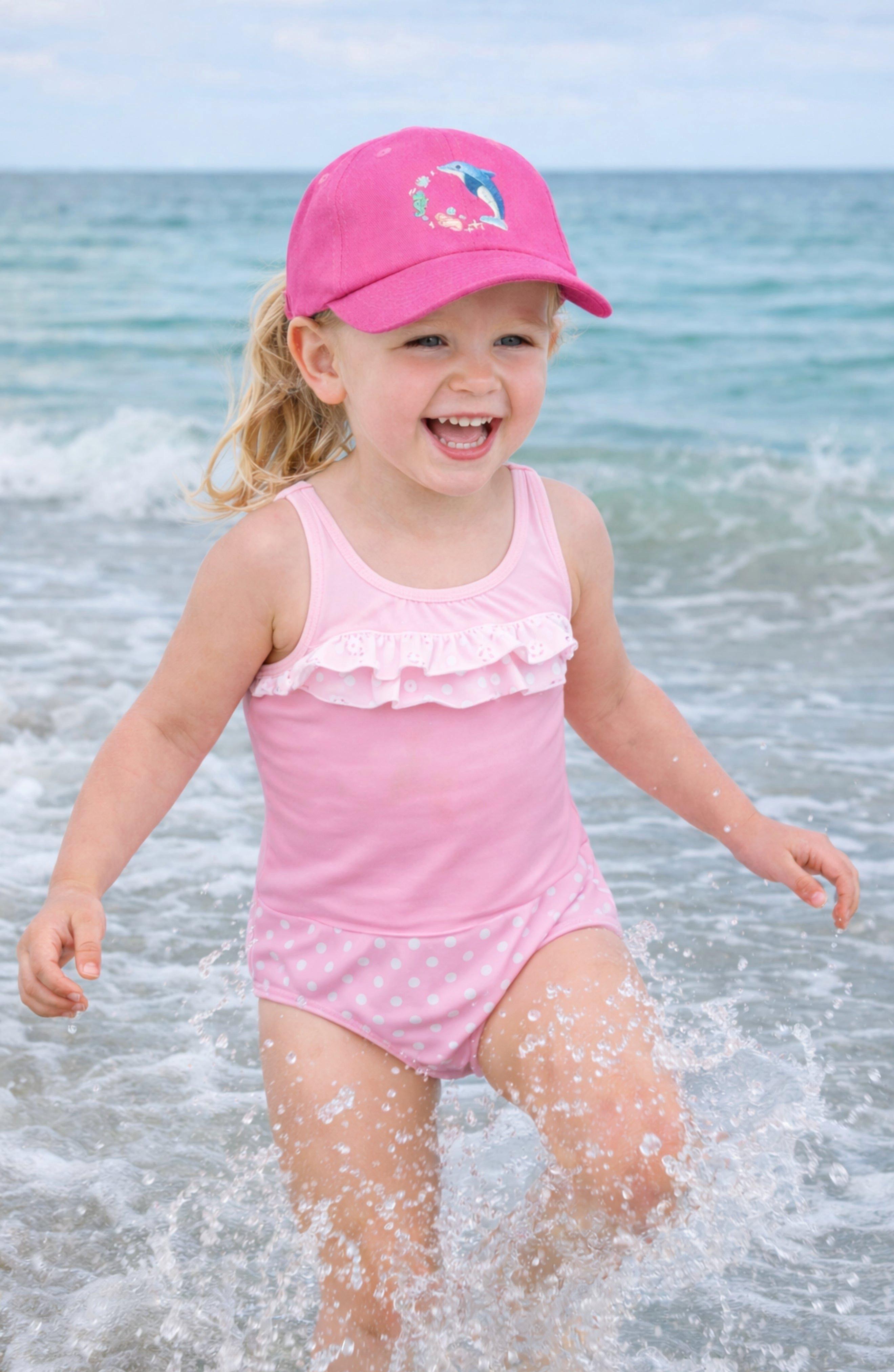 Dolphin Daydream Bow Baseball Hat, Pink image number 1