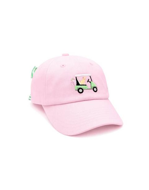 Dog in Golf Cart Bow Baseball Hat, Pink