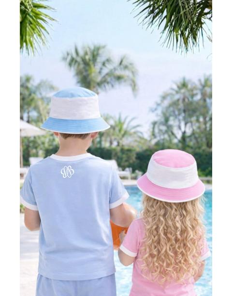 Big Sis Bucket Hat, Pink & White