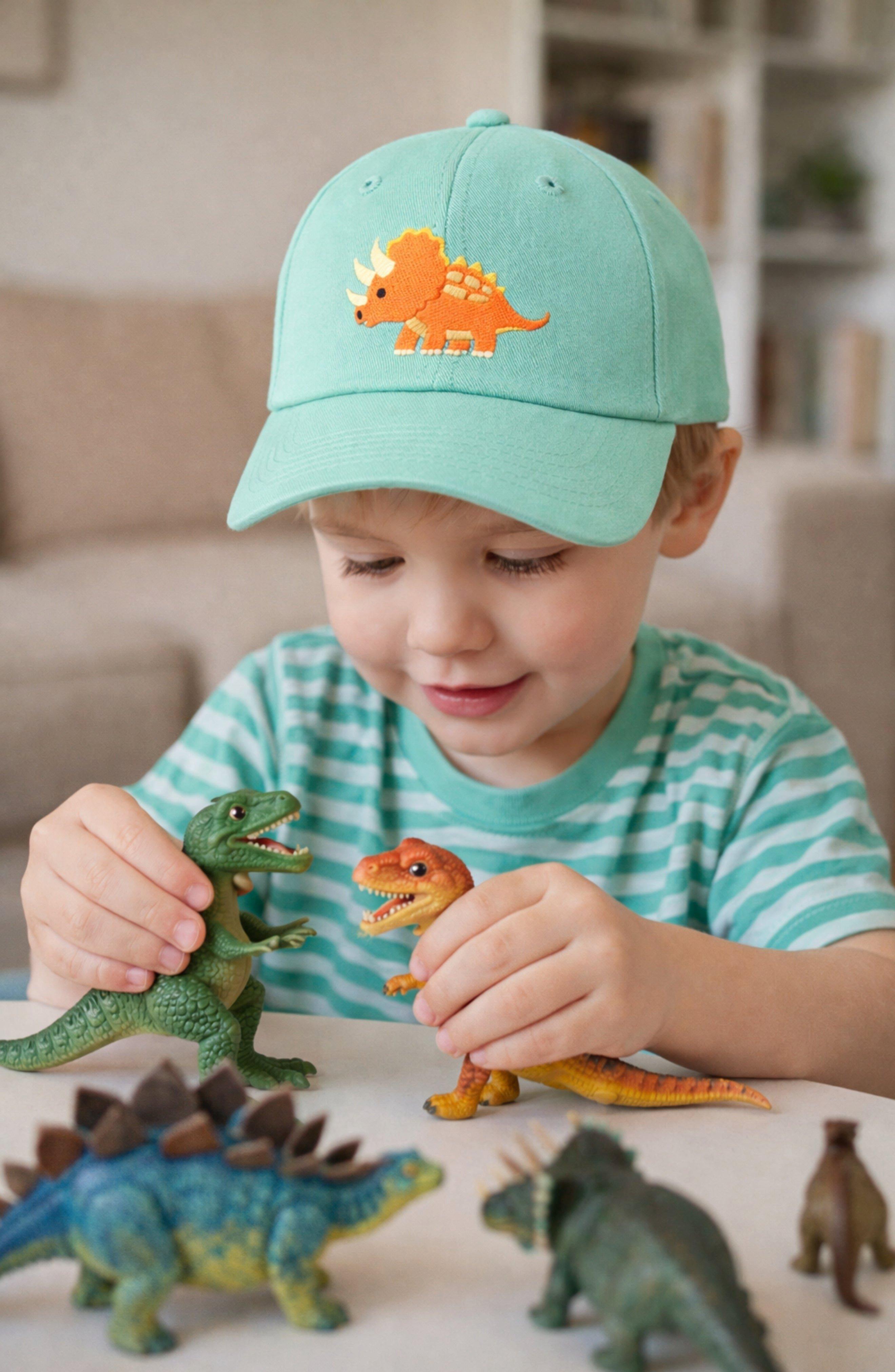 Triceratops Baseball Hat, Green image number 1