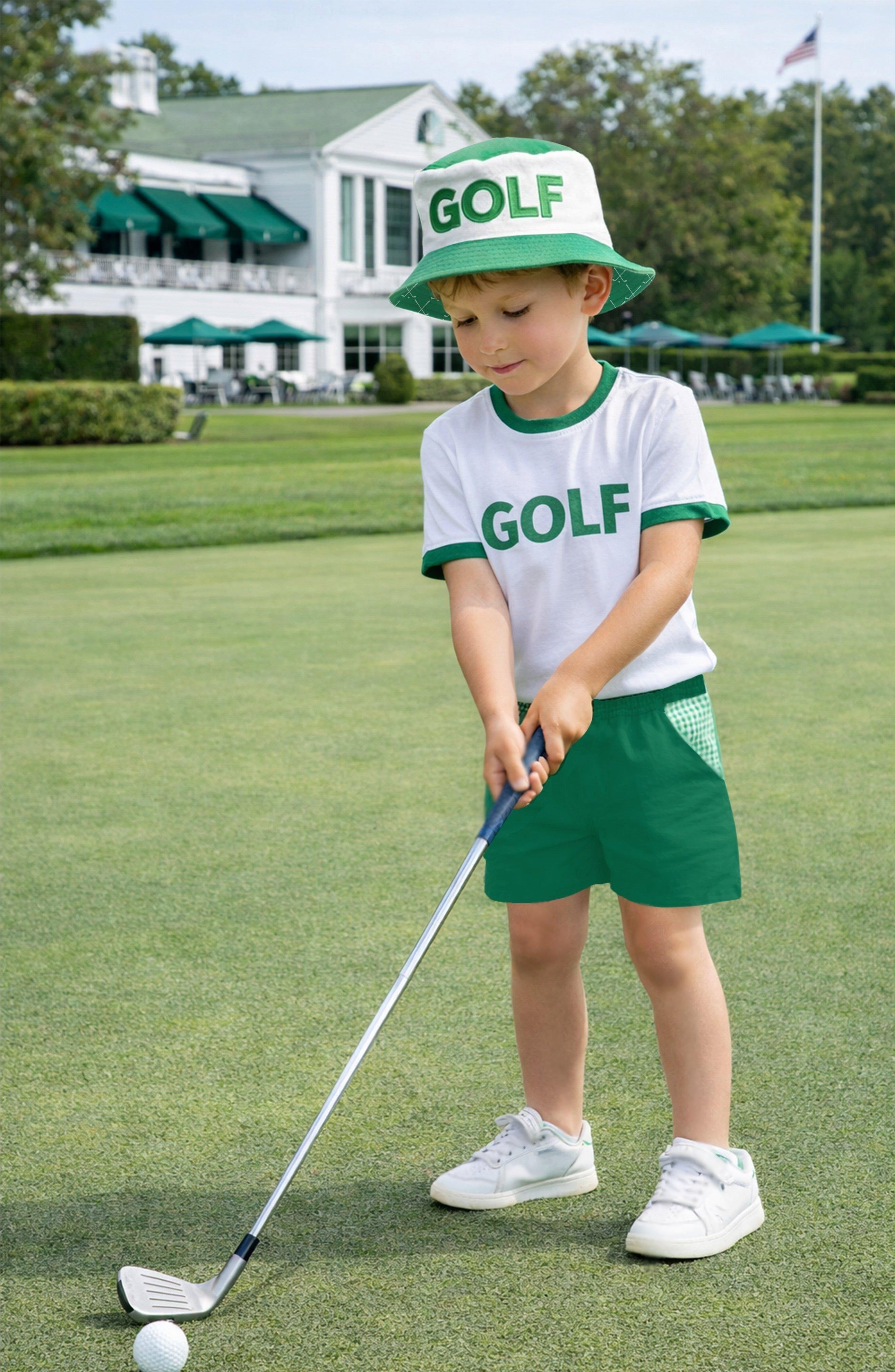 Golf Bucket Hat, Green & White image number 1