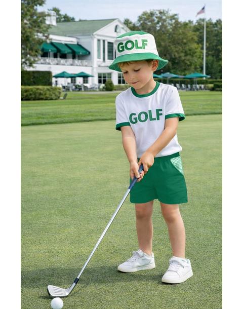 Golf Bucket Hat, Green & White