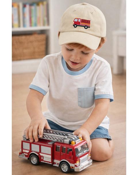Firetruck Baseball Hat, Beige