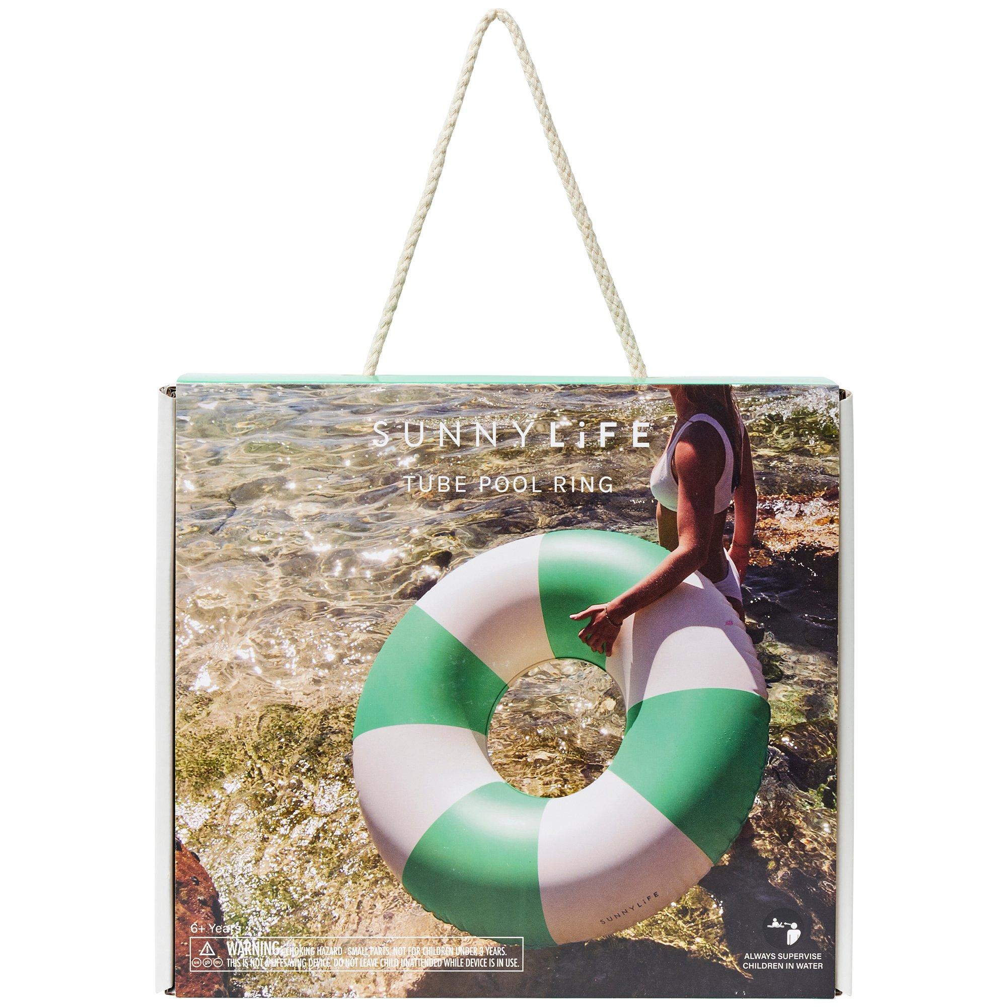 Tube Pool Ring: Zest - Neon Green Stripe image number 1