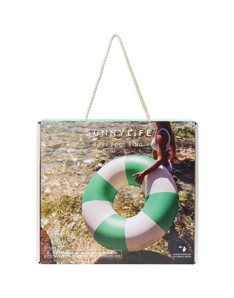 Tube Pool Ring: Zest - Neon Green Stripe