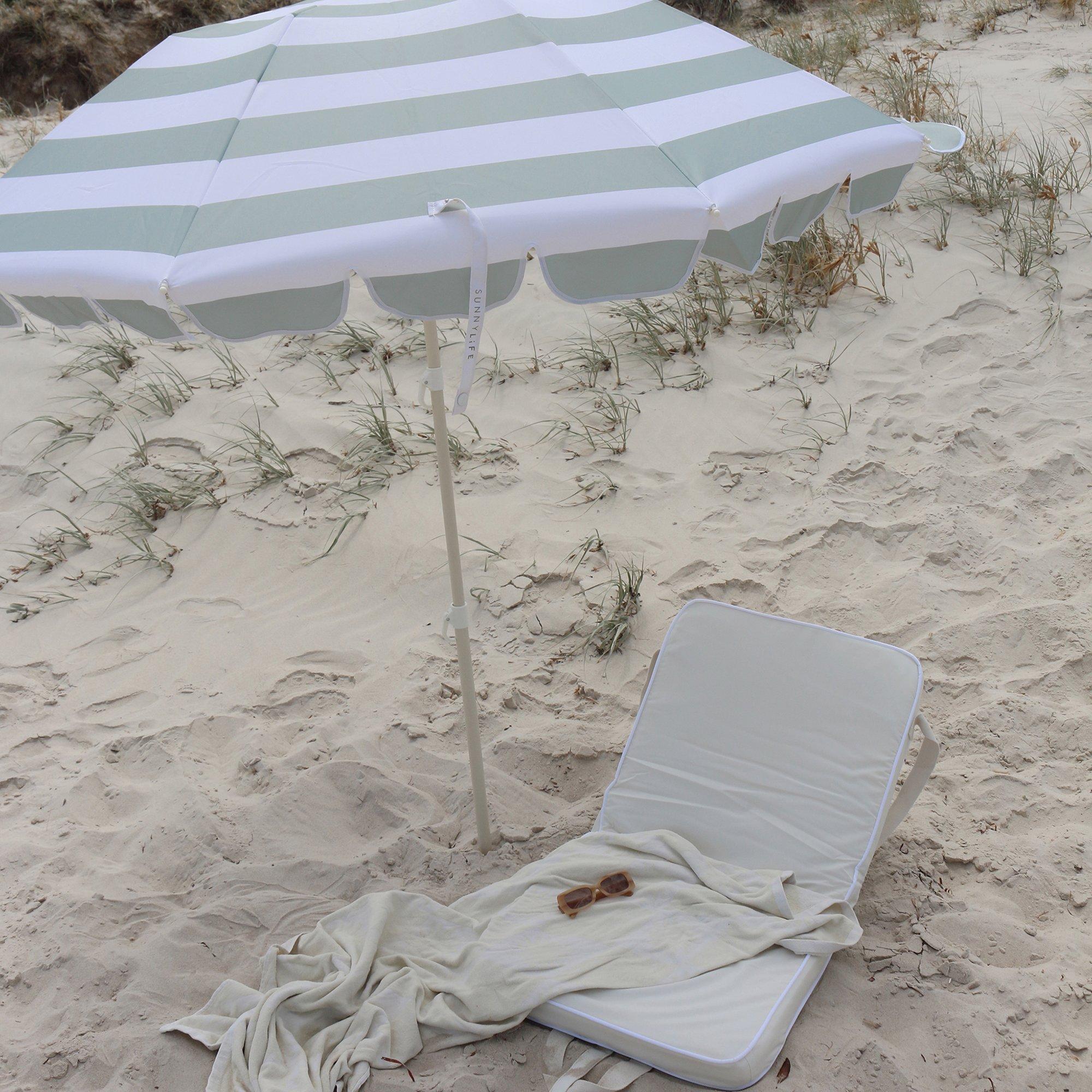 Compact Beach Umbrella: Sea Sage Stripe image number 2