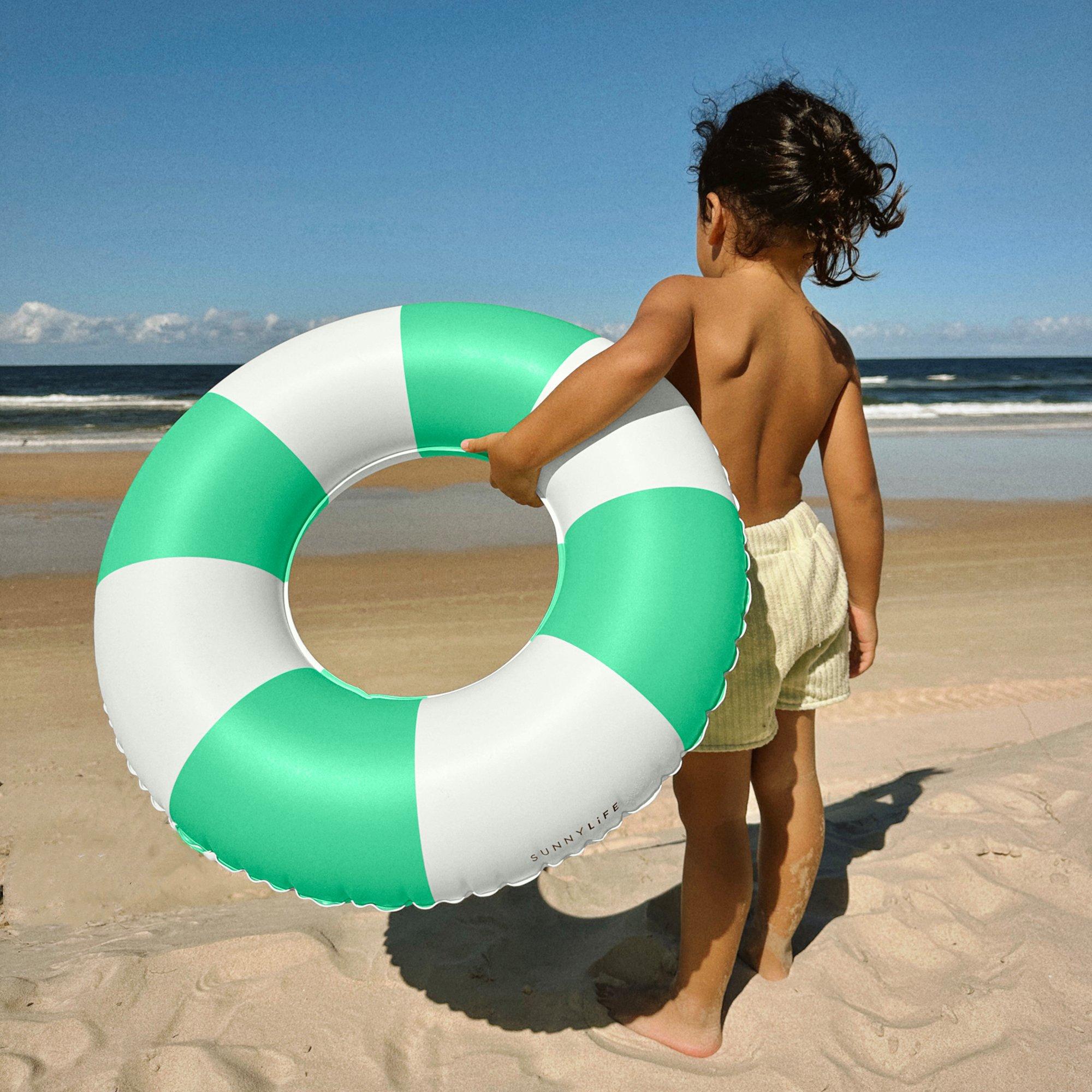 Mini Tube Pool Ring: Zest Green Stripe image number 2