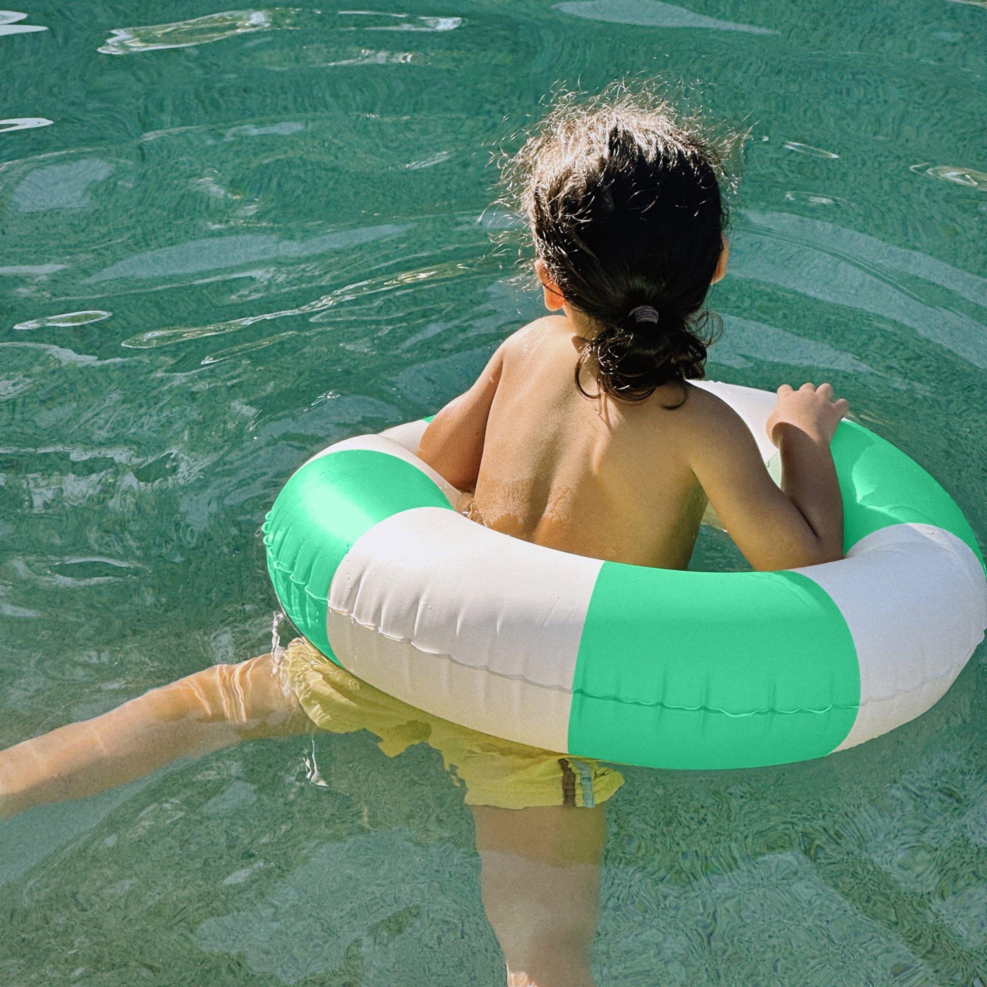 Mini Tube Pool Ring: Zest Green Stripe image number 3
