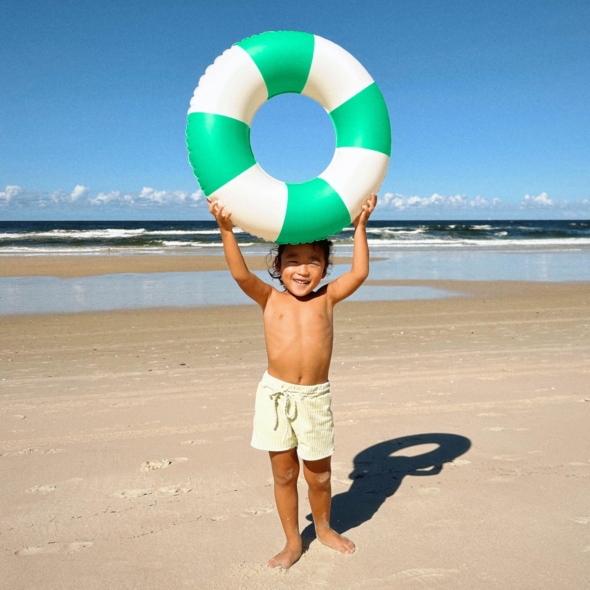 Mini Tube Pool Ring: Zest Green Stripe image number 4