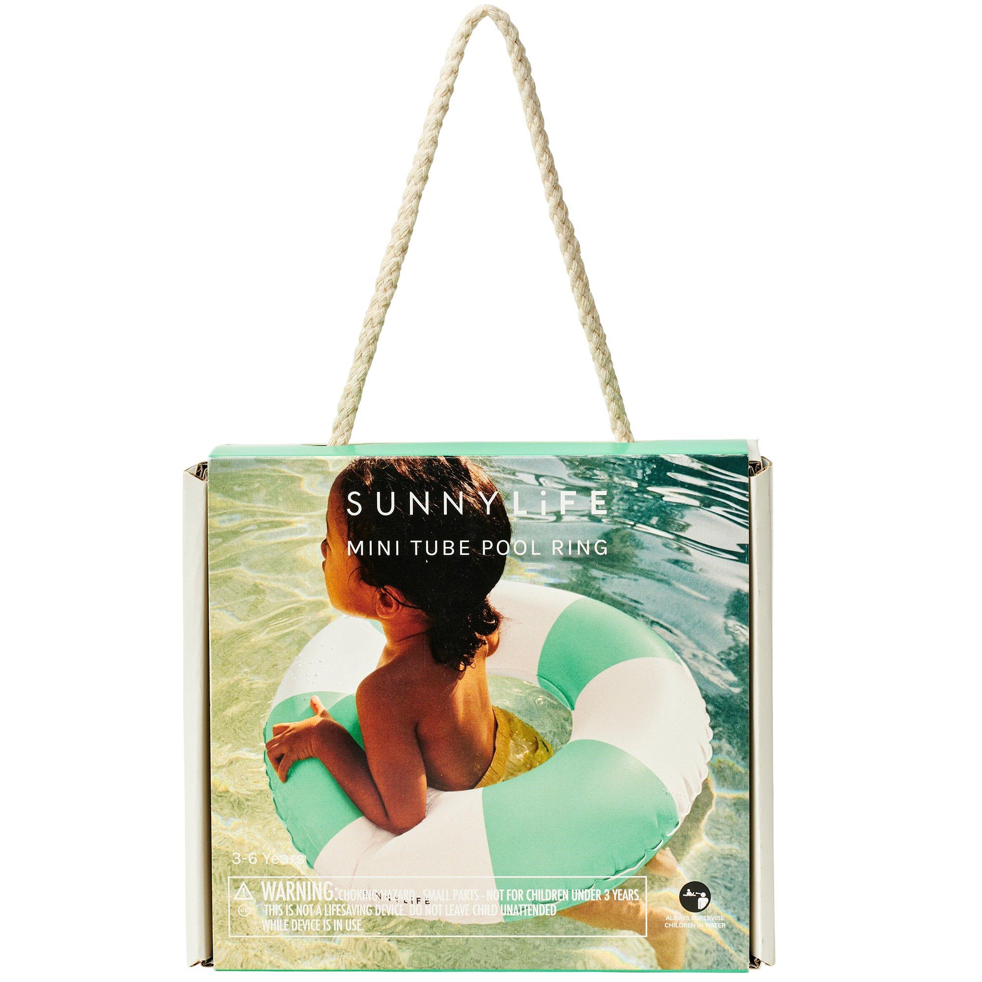 Mini Tube Pool Ring: Zest Green Stripe image number 1
