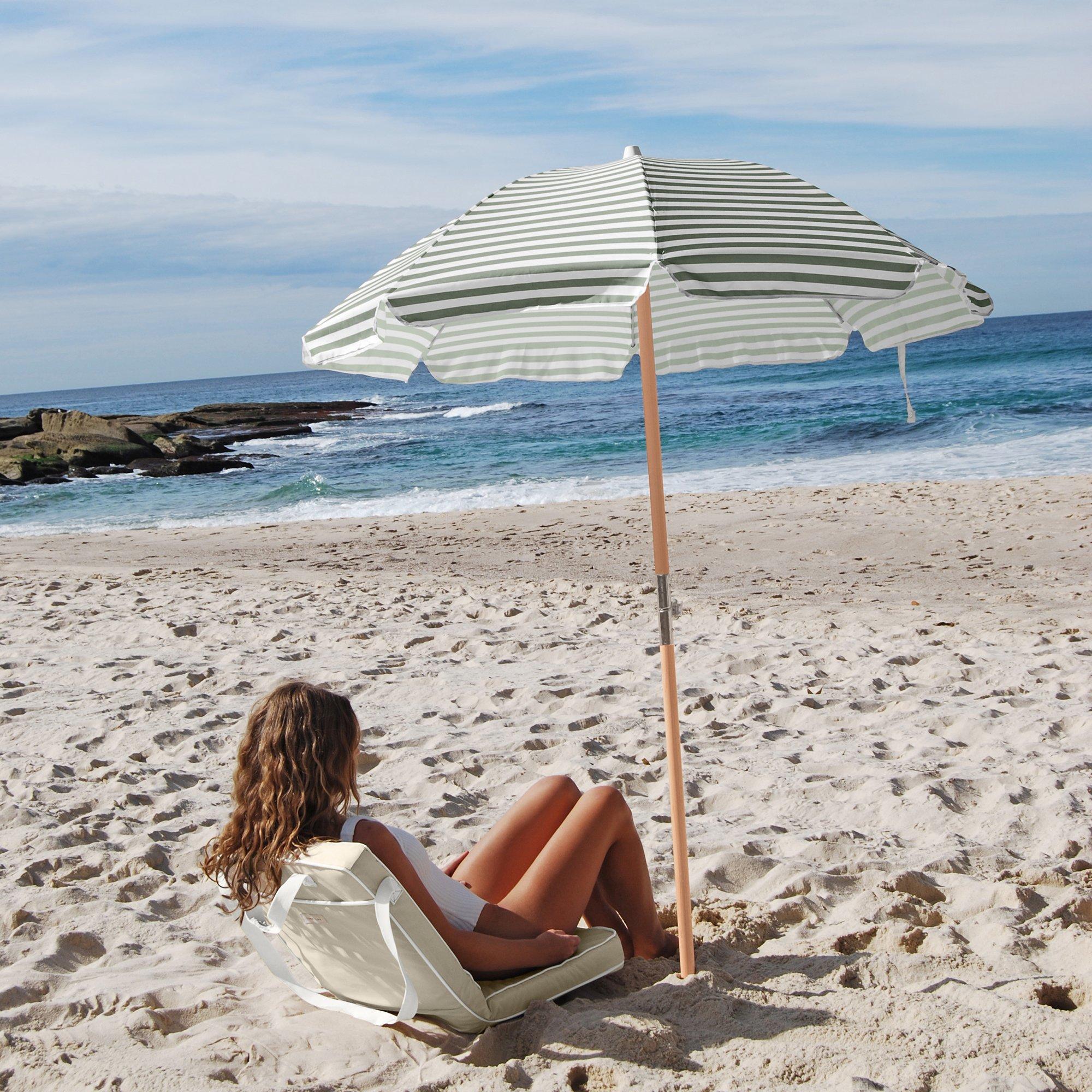 Luxe Beach Umbrella: Seagrass Stripe image number 1