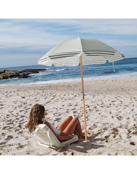 Luxe Beach Umbrella: Seagrass Stripe