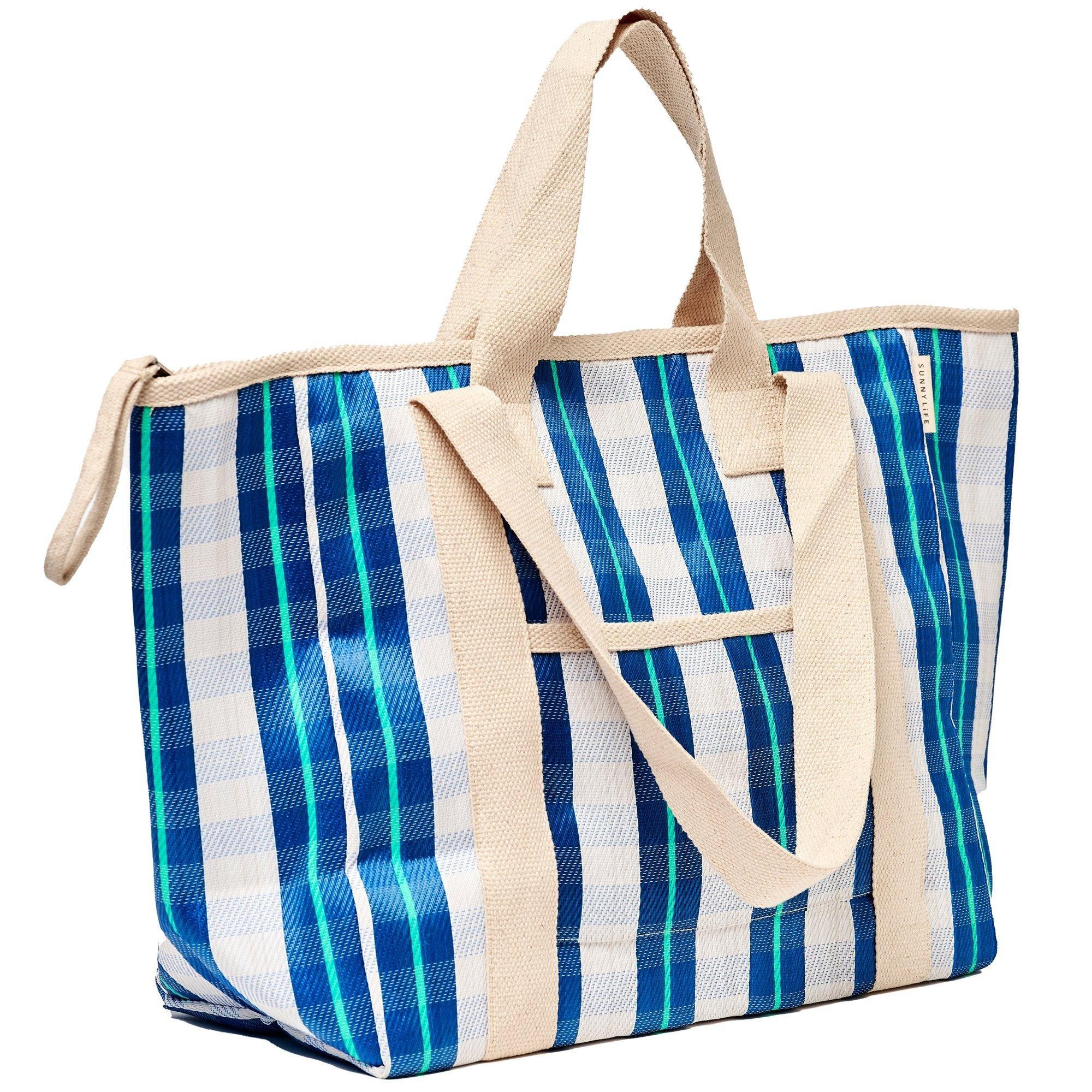 Recycled Nylon: Cooler Tote - La Mer Blue Neon image number 4