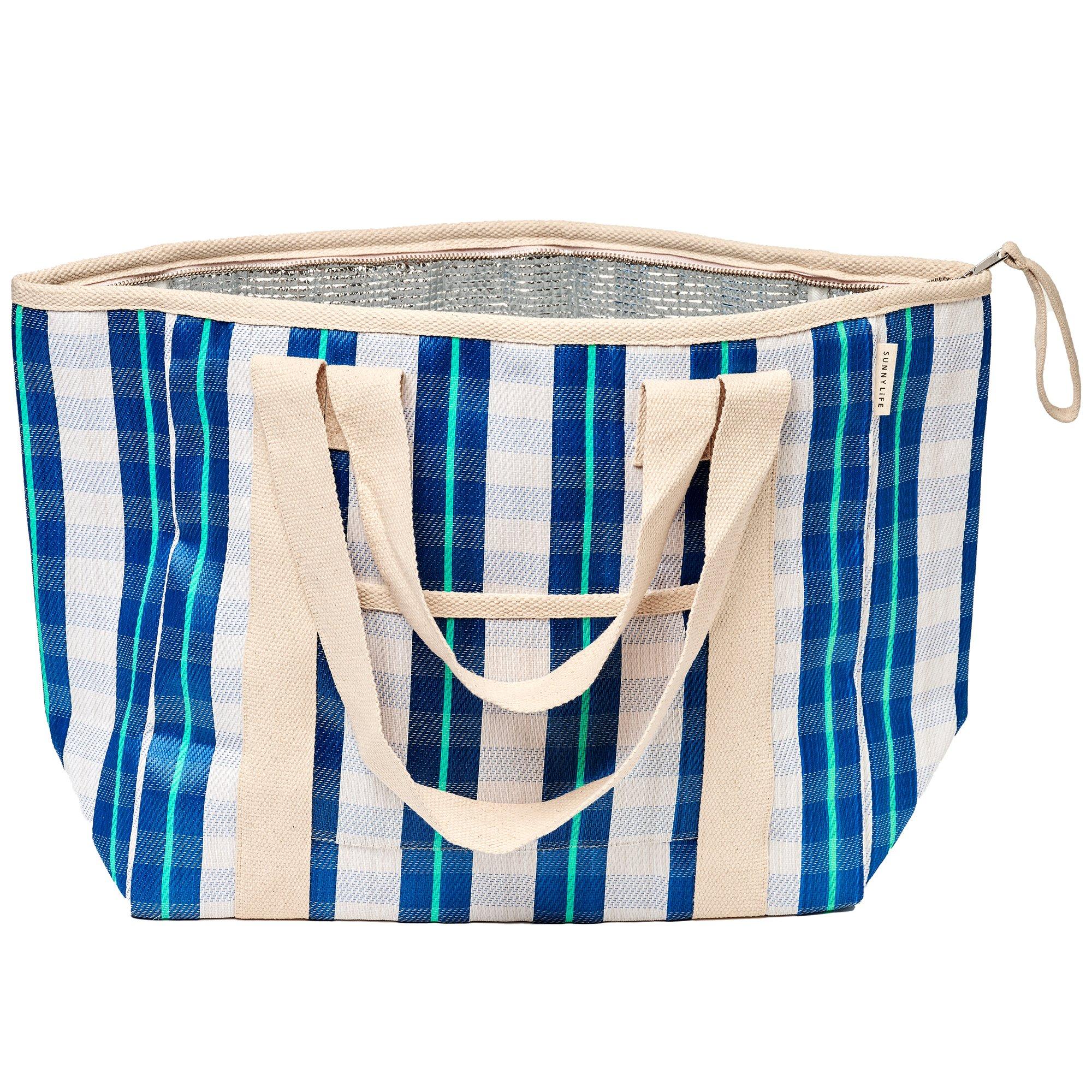 Recycled Nylon: Cooler Tote - La Mer Blue Neon image number 1