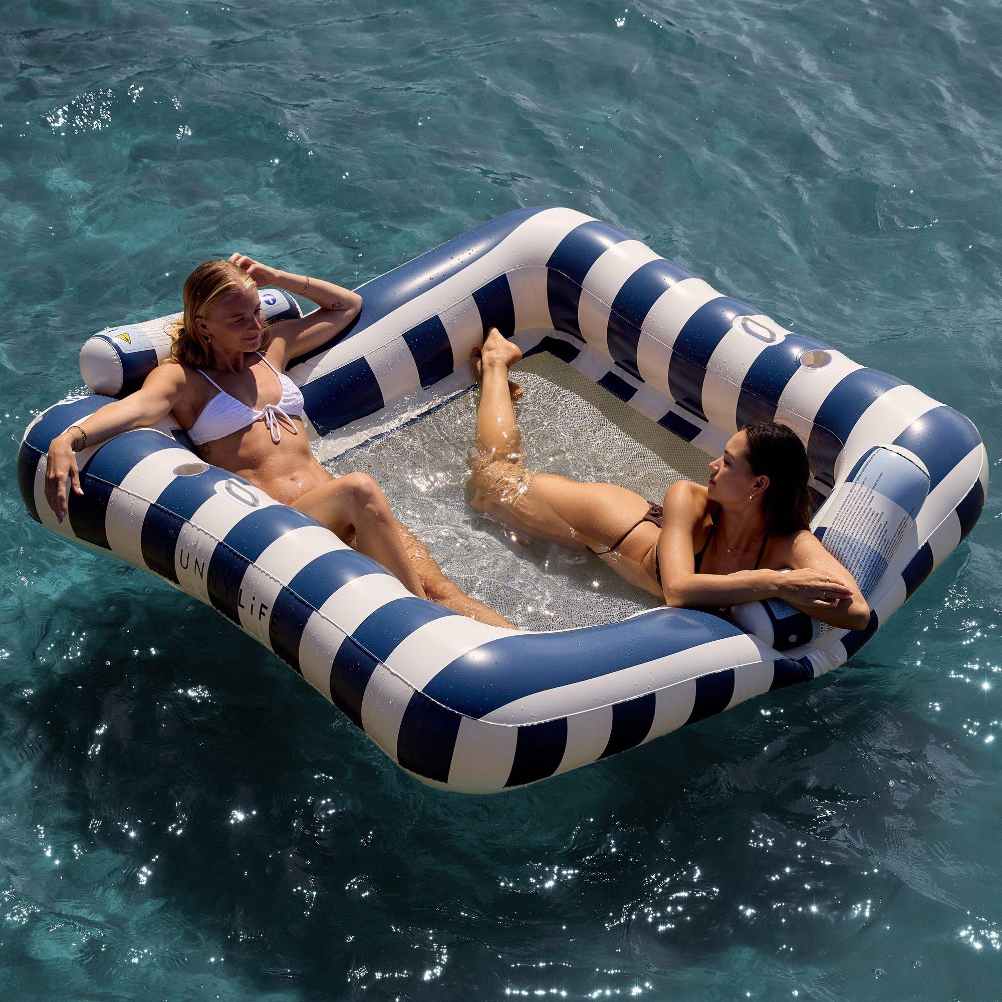 Luxe Twin Hammock Float: Le Weekend - Navy Stripe image number 3