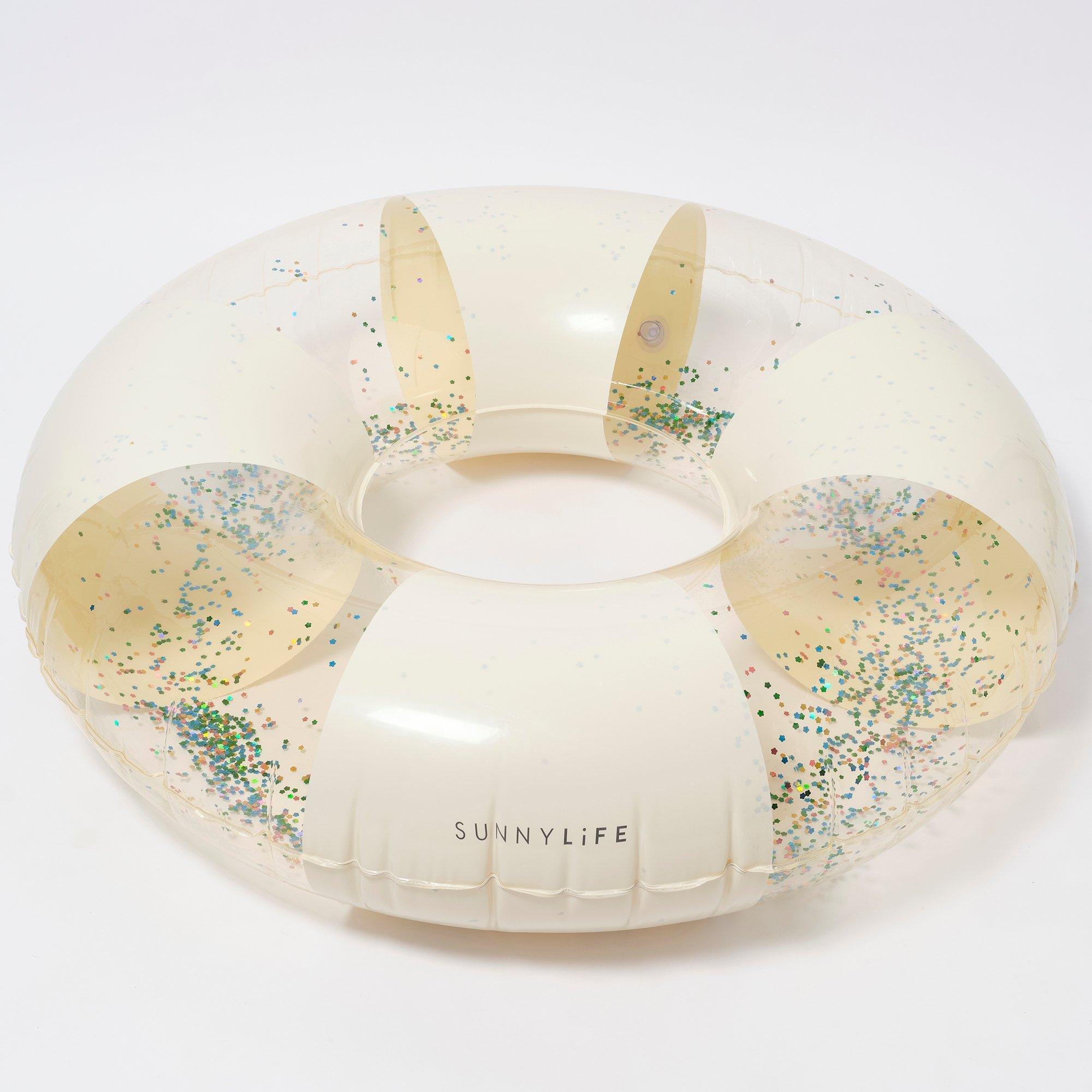 Tube Pool Ring: Glitter Cotton Candy Stripe image number 3