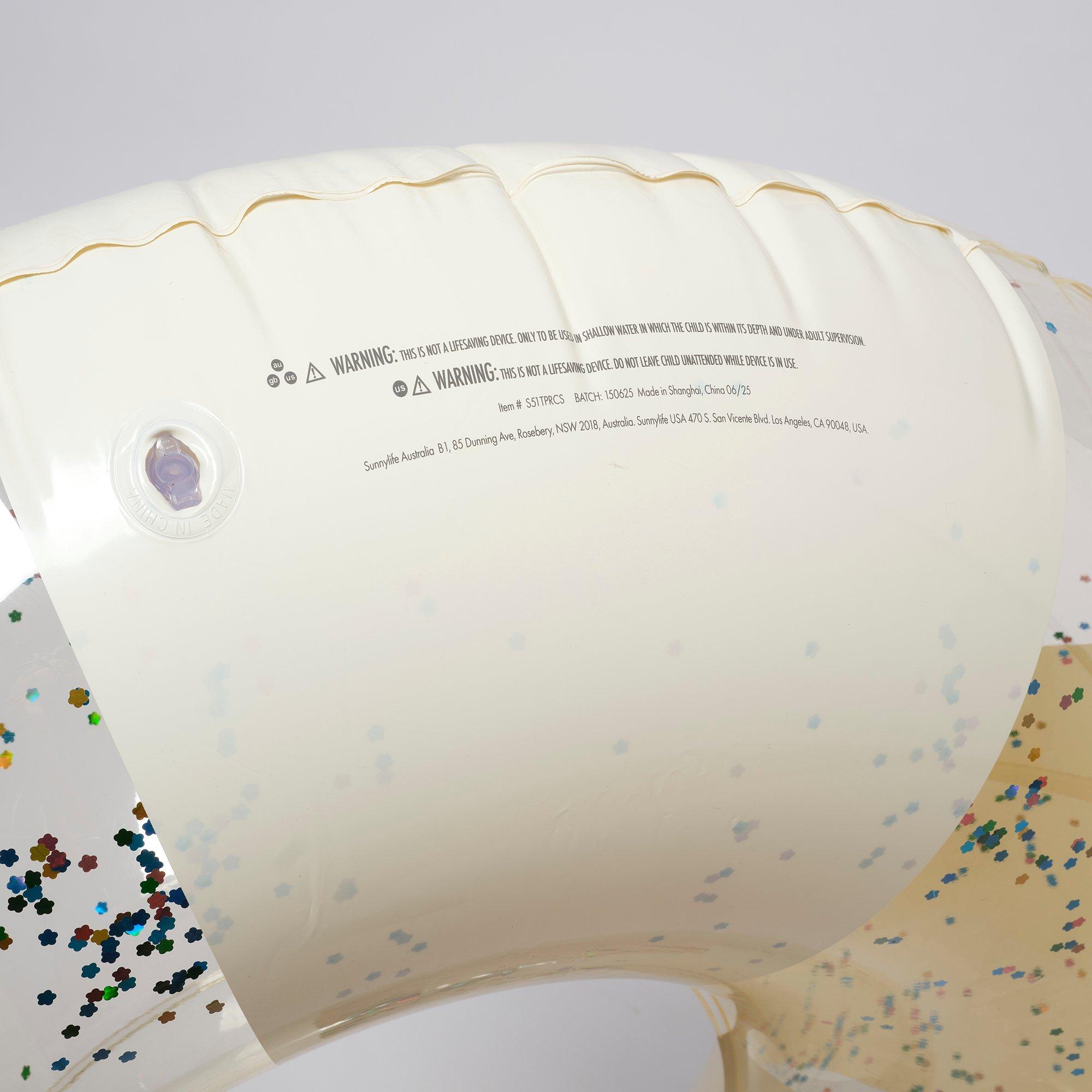 Tube Pool Ring: Glitter Cotton Candy Stripe image number 4