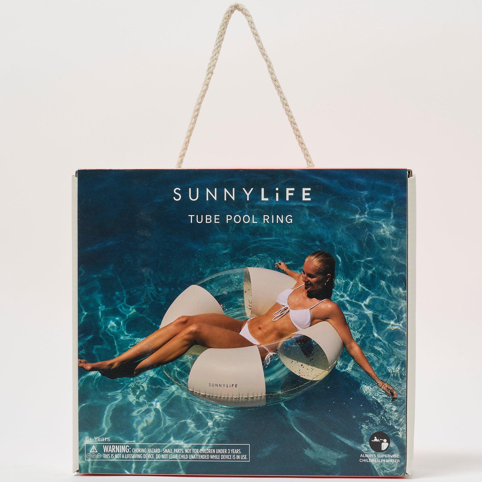 Tube Pool Ring: Glitter Cotton Candy Stripe image number 1