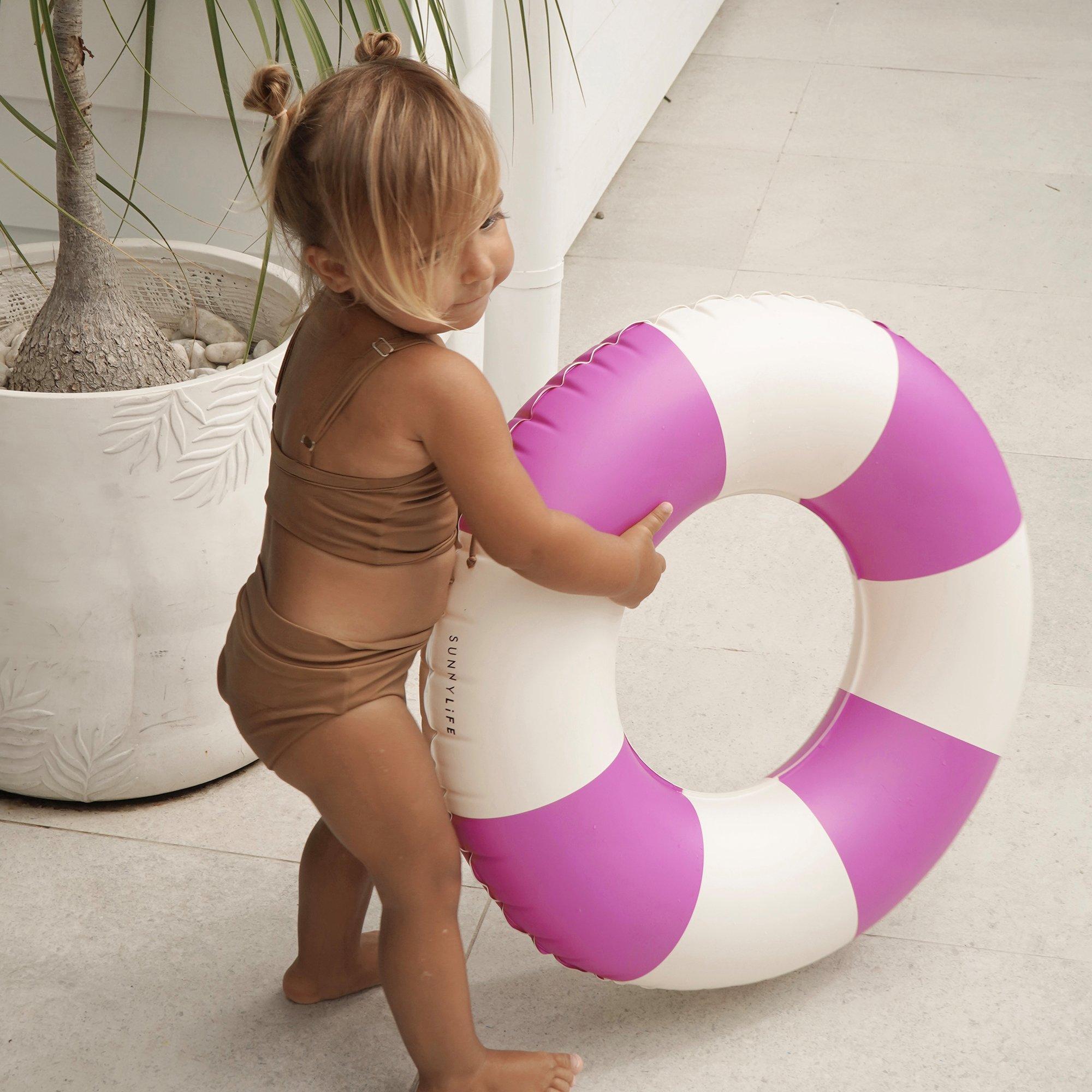 Mini Tube Pool Ring: Zest Magenta Stripe image number 4