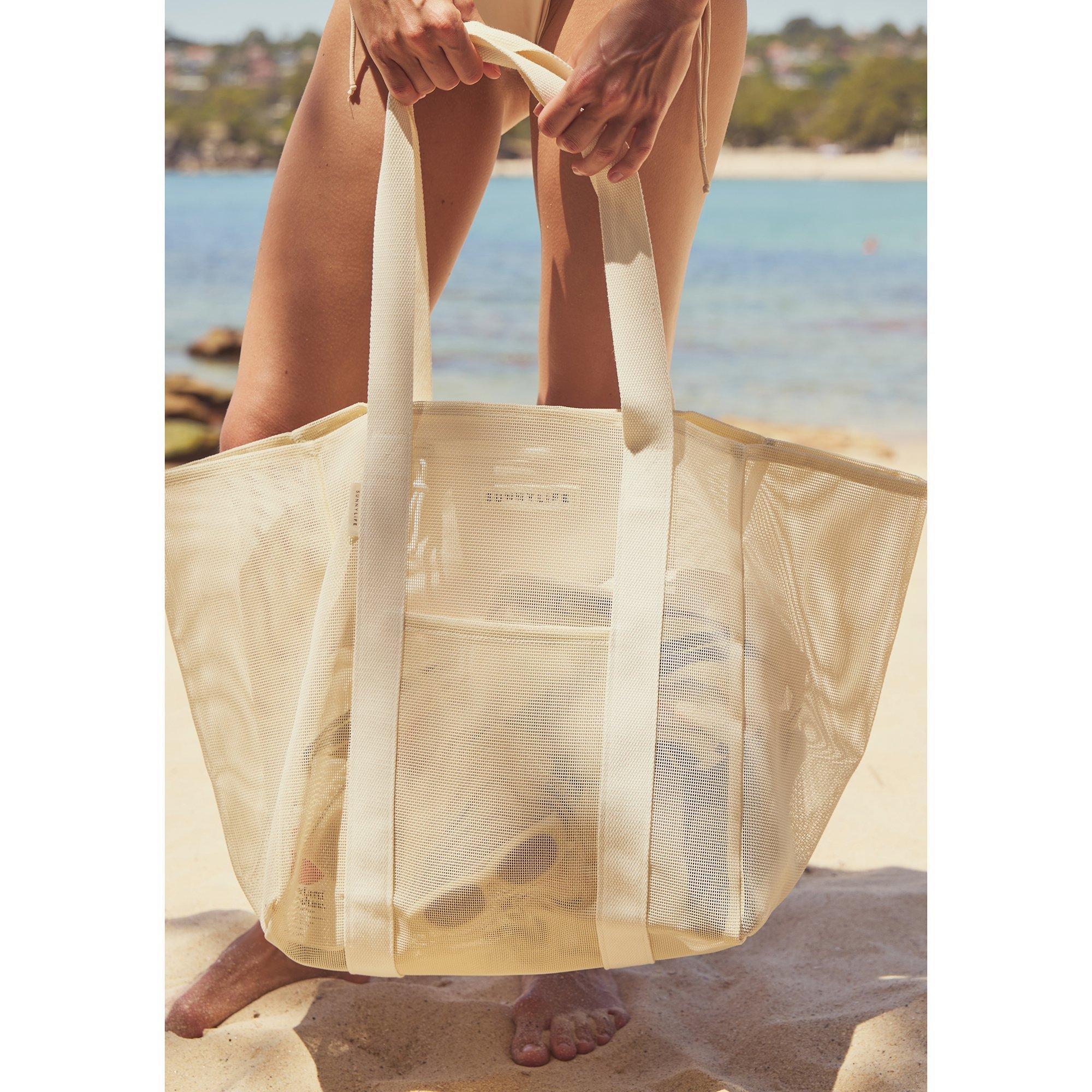 Mesh Beach Bag: Oyster Cream image number 2