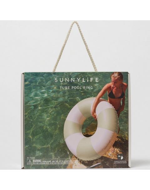 Tube Pool Ring: The Vacay Soft Olive Stripe