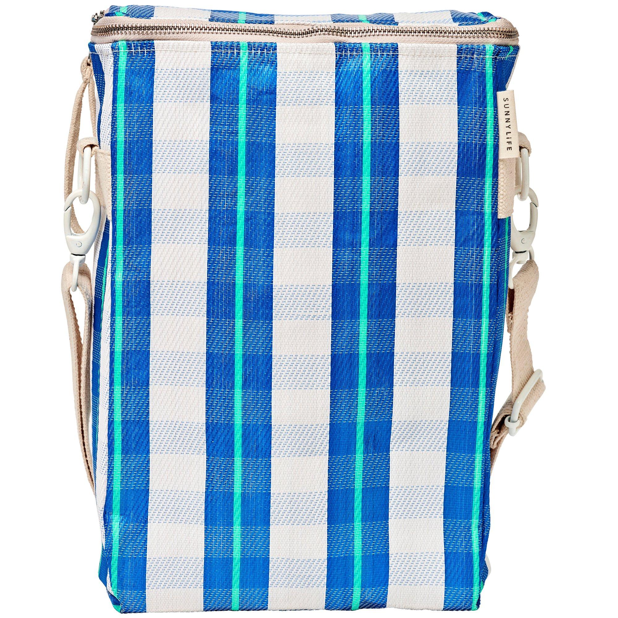 Recycled Nylon: Drinks Cooler Bag - La Mer Blue Neon image number 3
