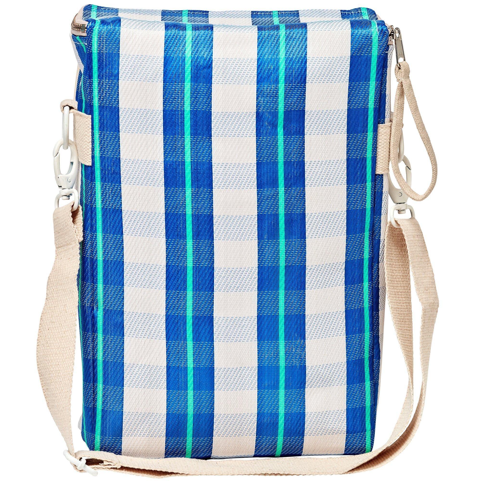 Recycled Nylon: Drinks Cooler Bag - La Mer Blue Neon image number 4