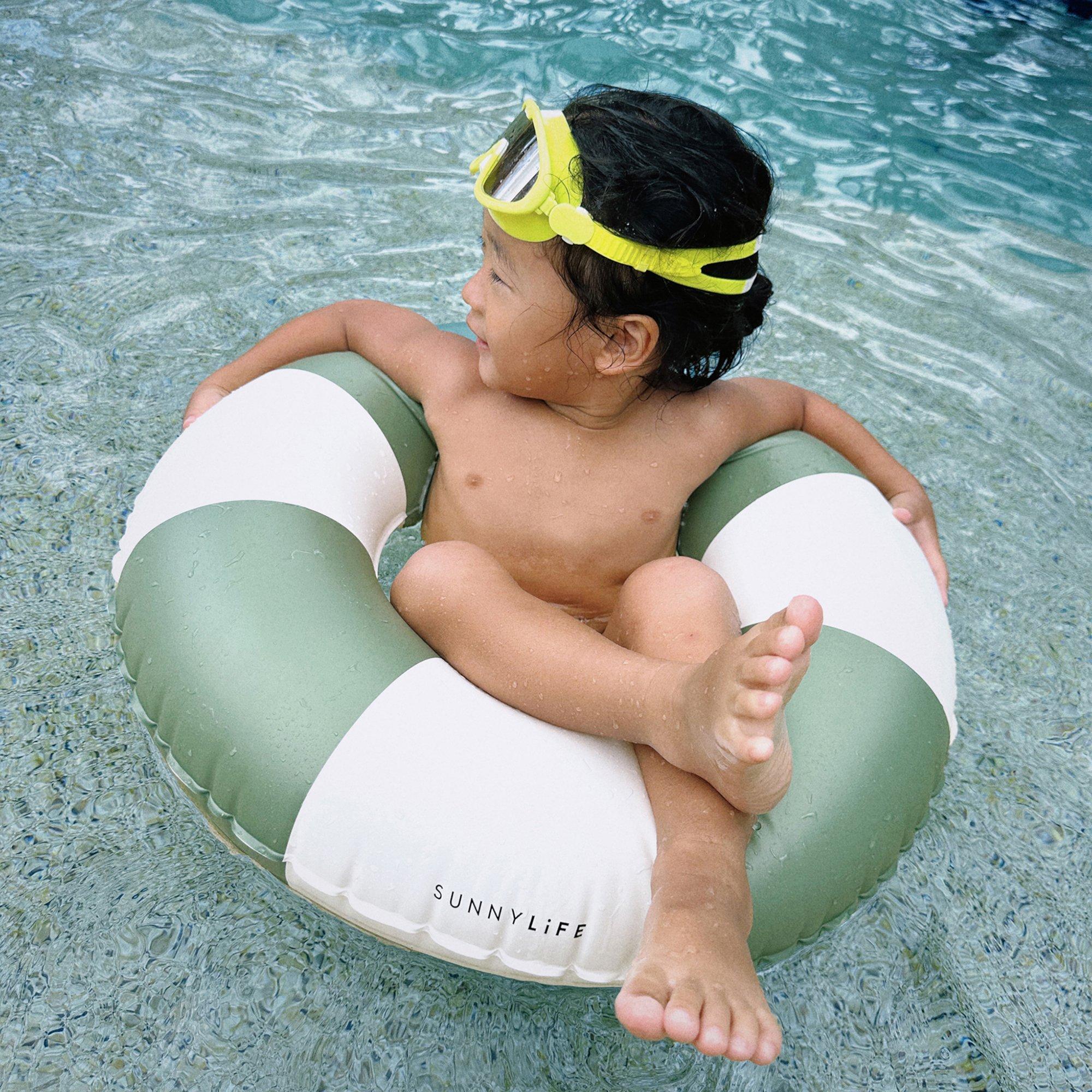 Mini Tube Pool Ring: Tides Out Olive Stripe image number 2