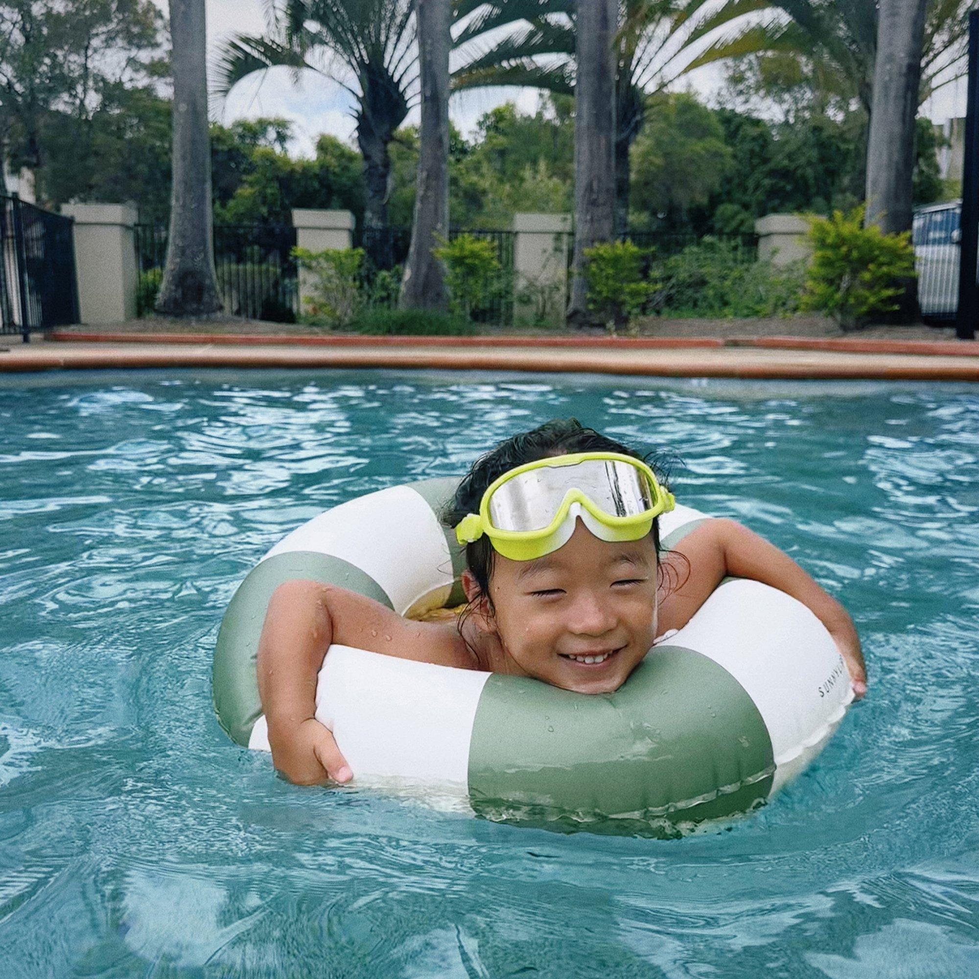 Mini Tube Pool Ring: Tides Out Olive Stripe image number 3