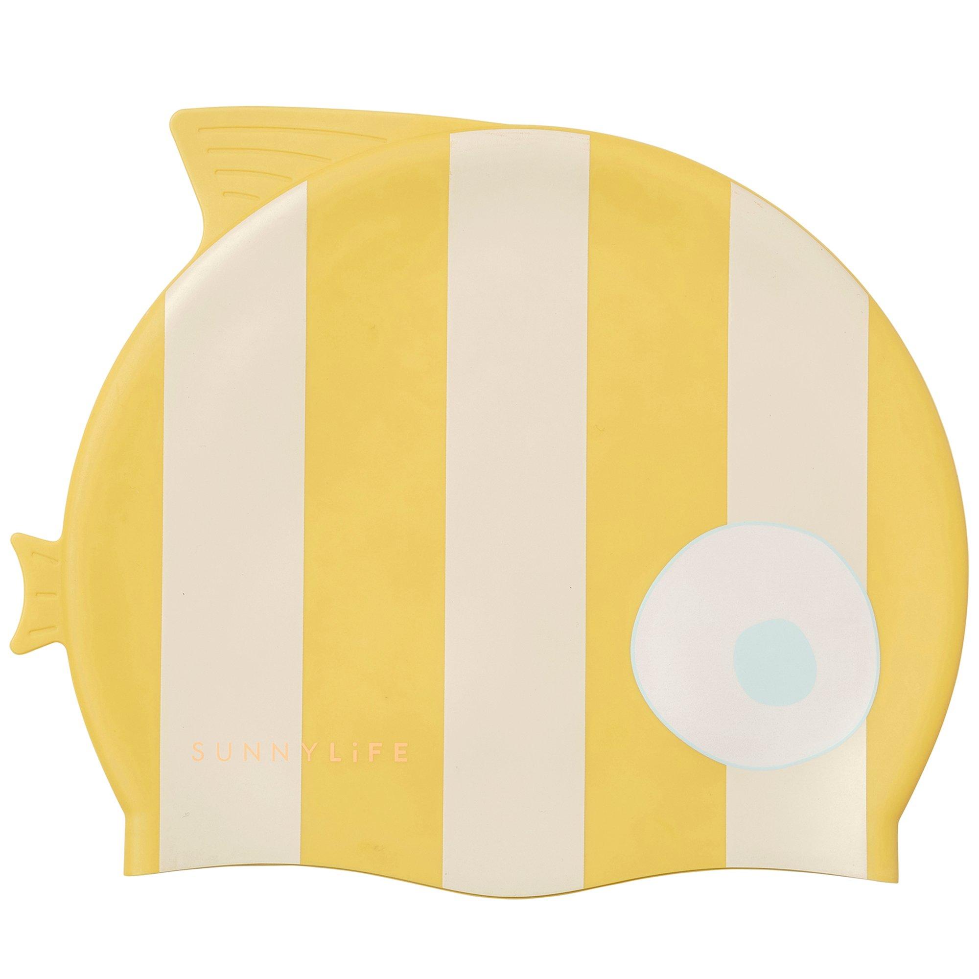 Swim Cap: Finn the Fish - Mustard Stripe image number 0