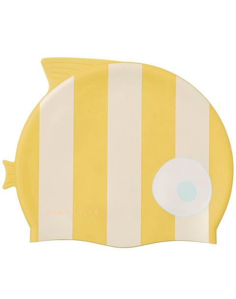 Swim Cap: Finn the Fish - Mustard Stripe