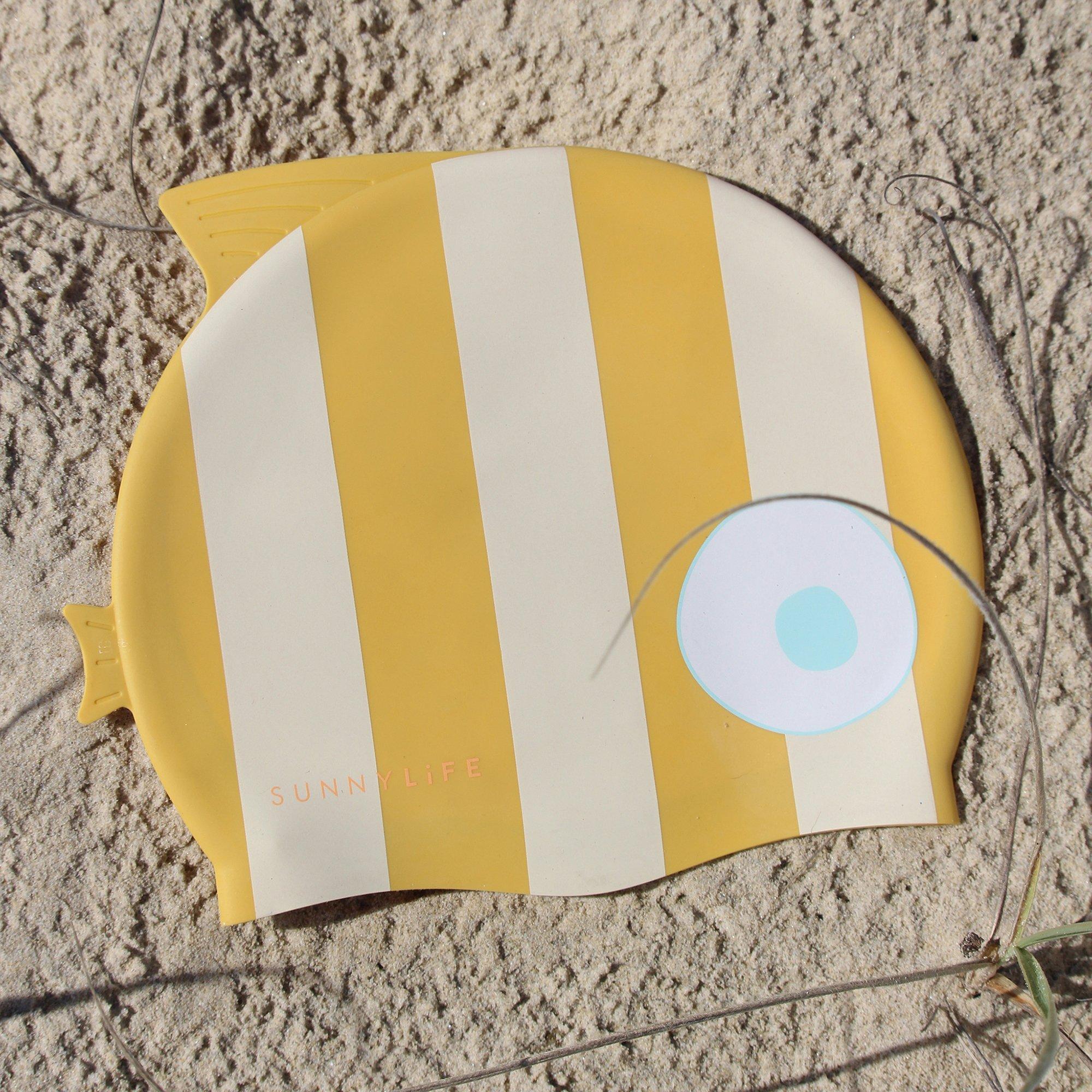 Swim Cap: Finn the Fish - Mustard Stripe image number 4