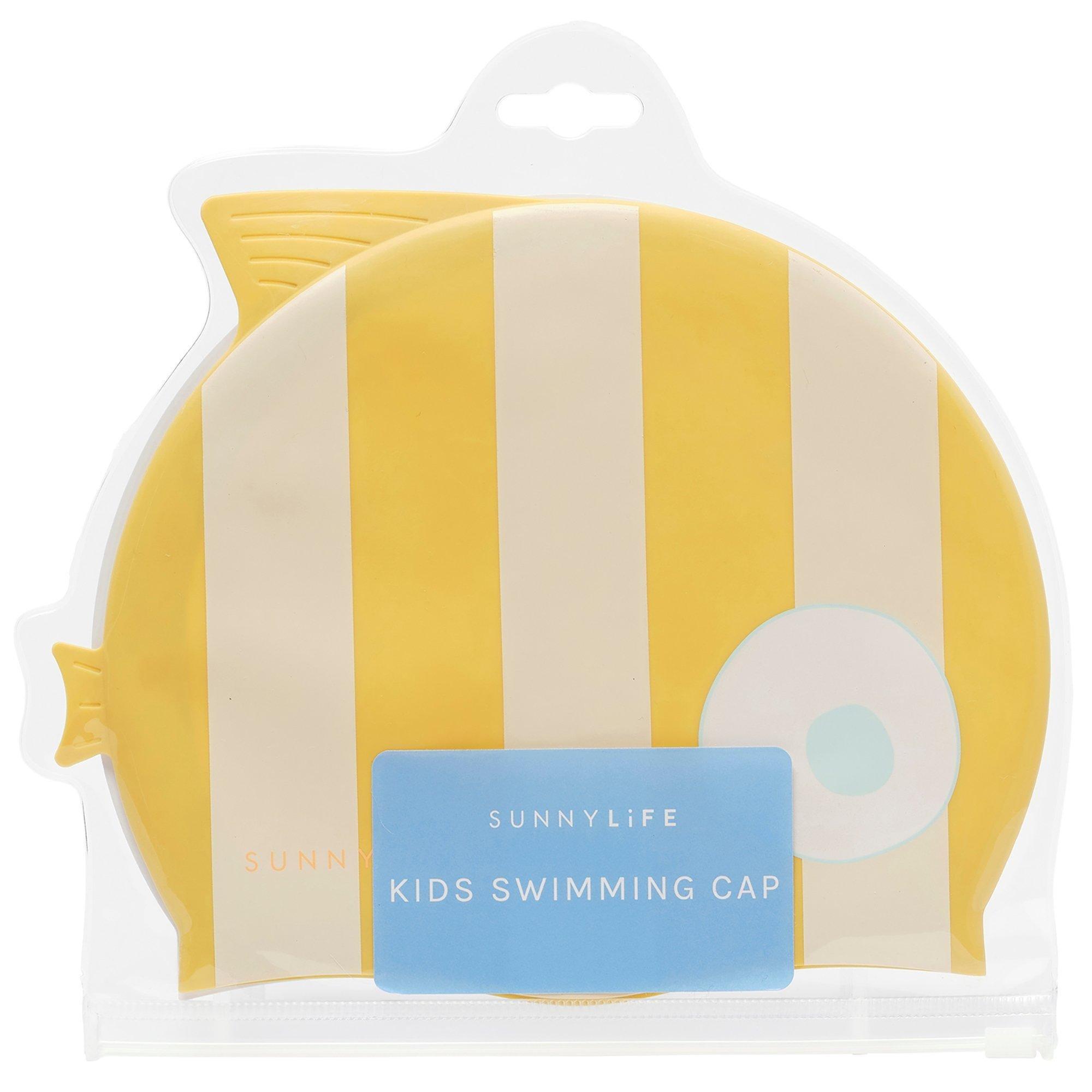 Swim Cap: Finn the Fish - Mustard Stripe