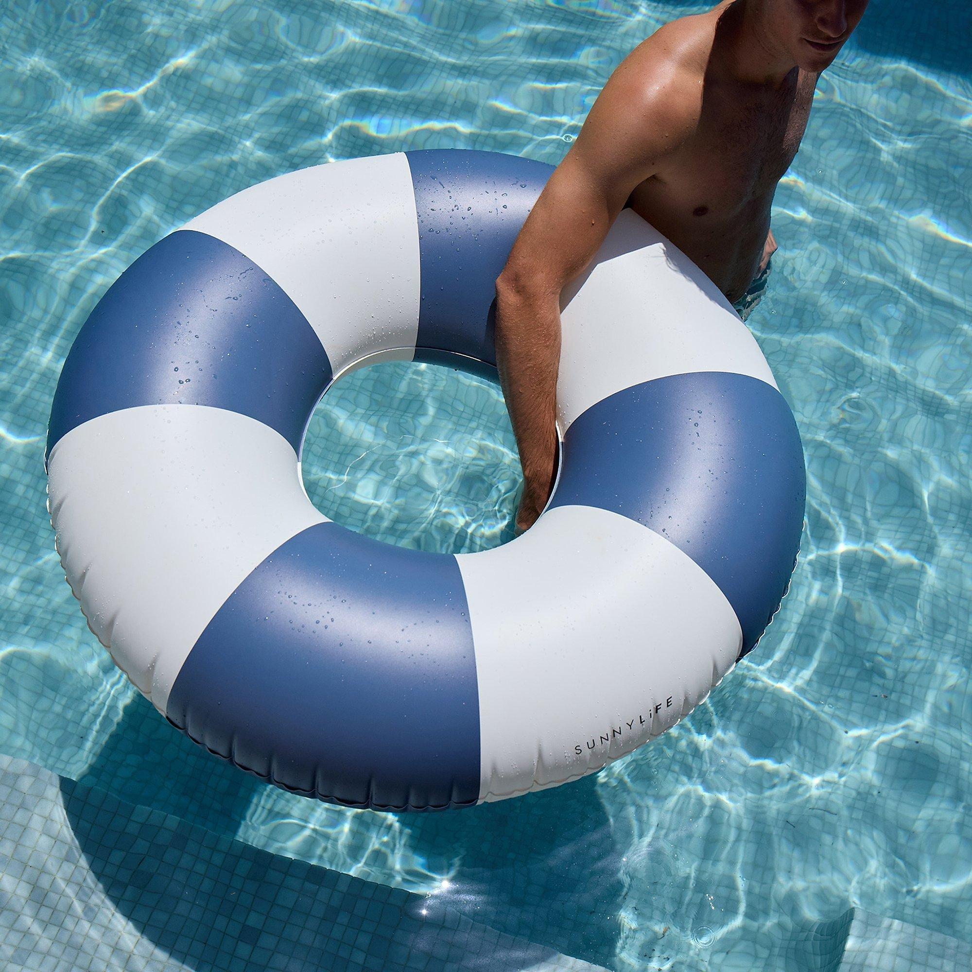 Tube Pool Ring: Navy Stripe image number 3