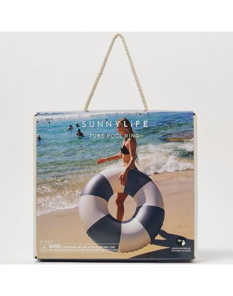 Tube Pool Ring: Navy Stripe