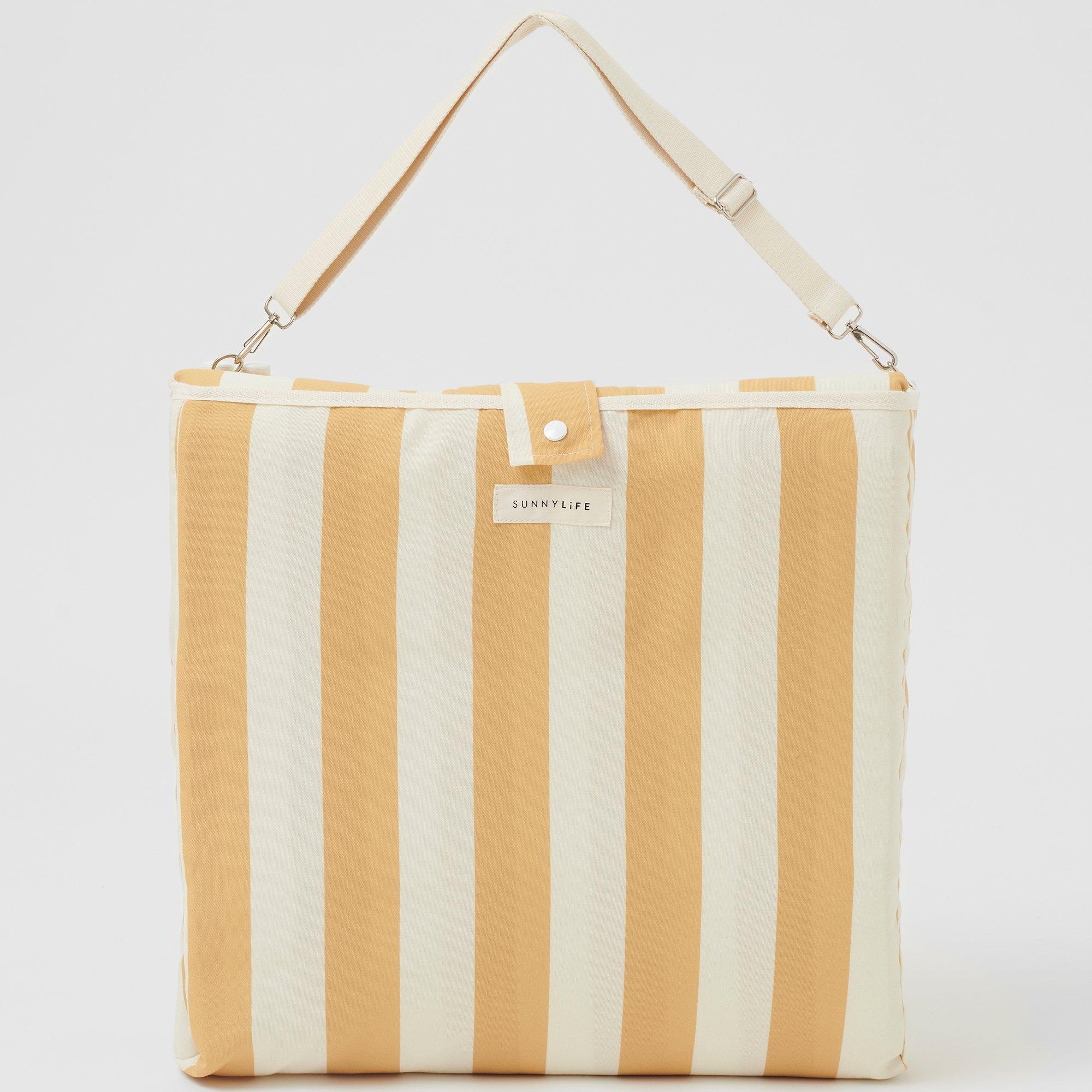 Reclining Beach Chair: Mango Bay - Mustard Stripe image number 1