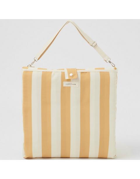 Reclining Beach Chair: Mango Bay - Mustard Stripe