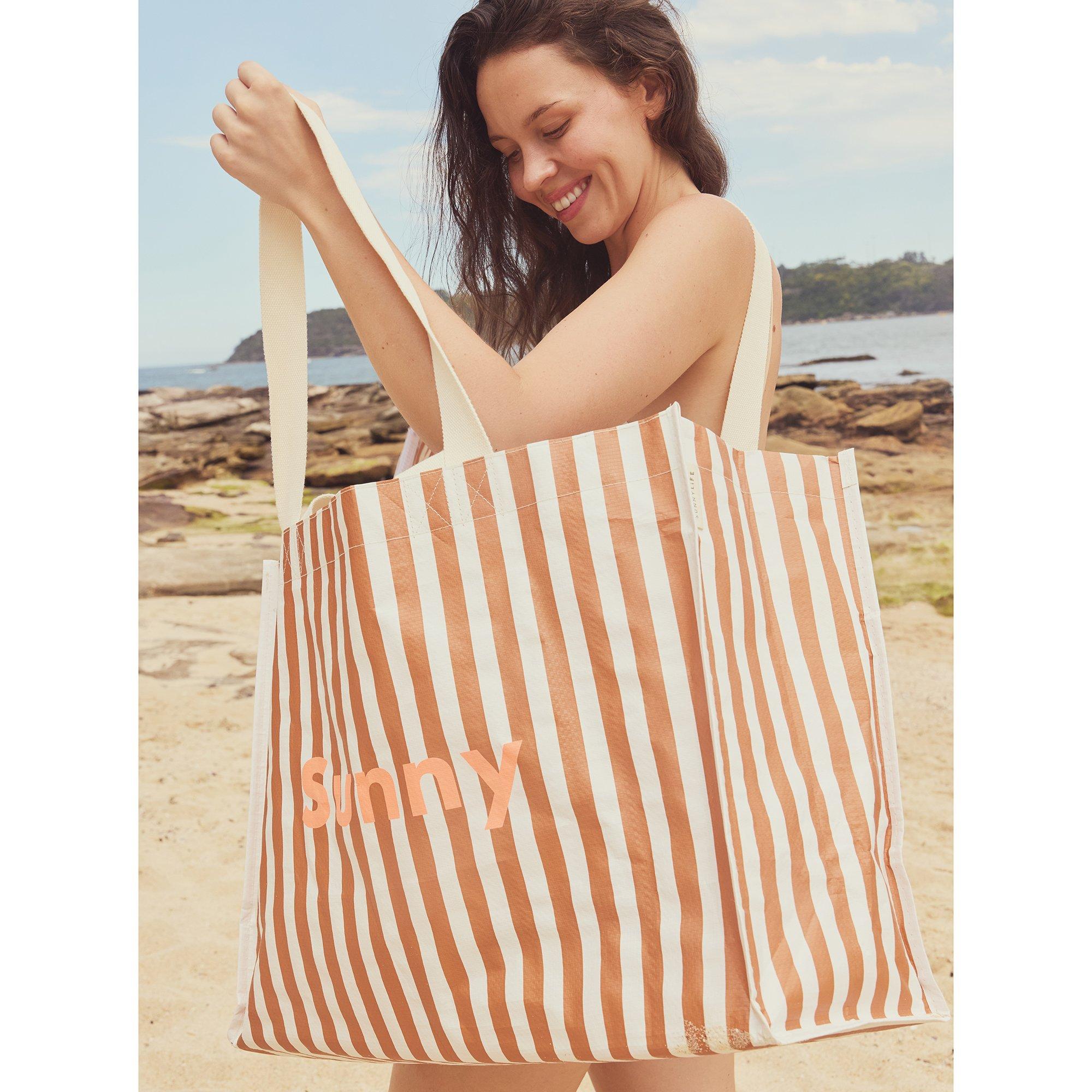 Carryall Beach Bag: Tierra Clay Stripe image number 2