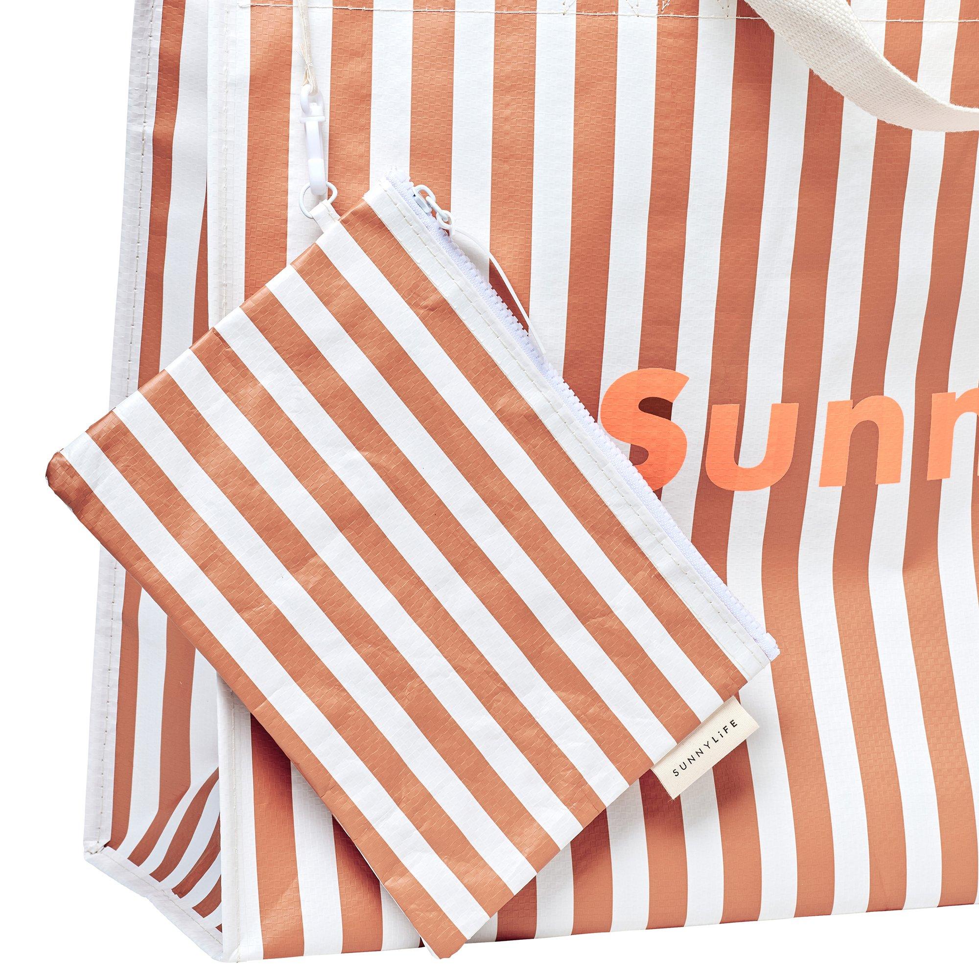 Carryall Beach Bag: Tierra Clay Stripe image number 1