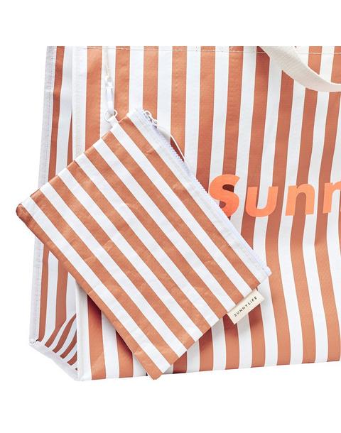 Carryall Beach Bag: Tierra Clay Stripe