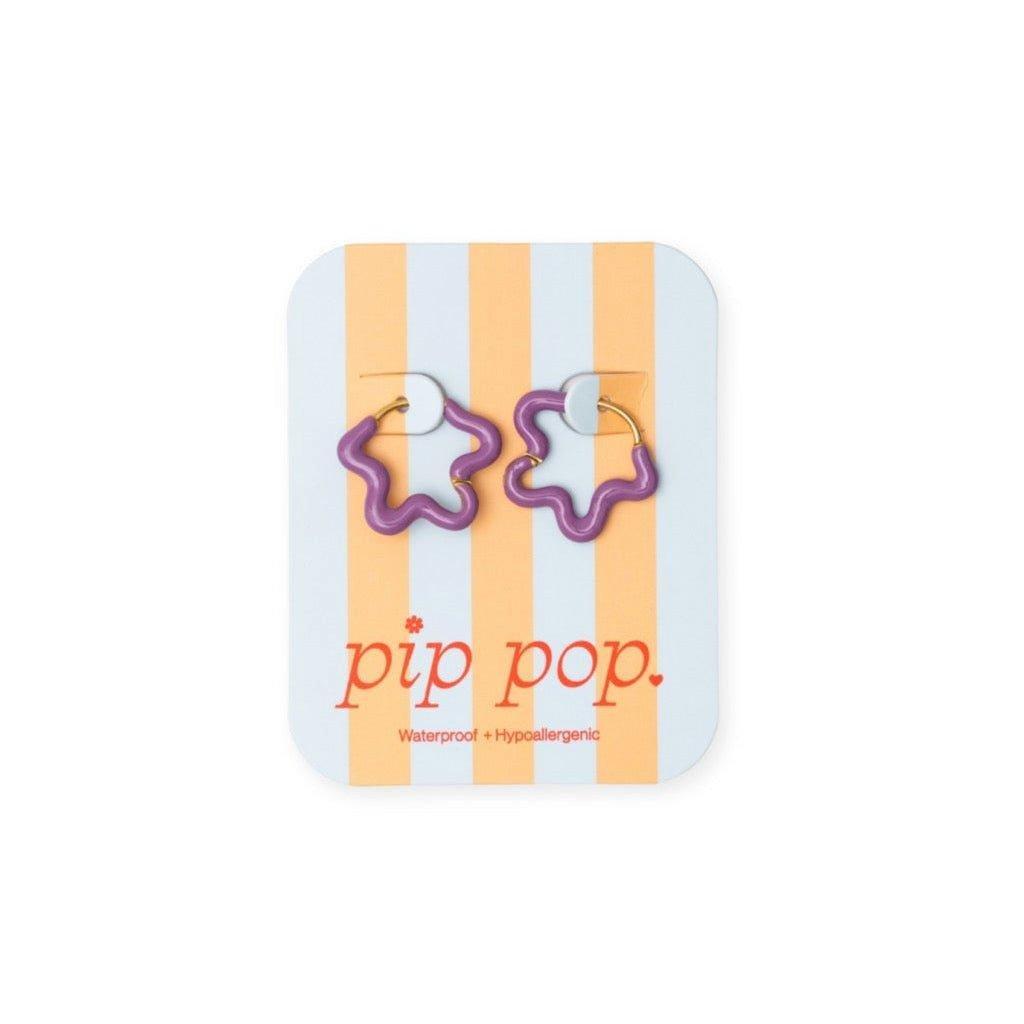 Enamel Flower Hoop Earrings image number 3