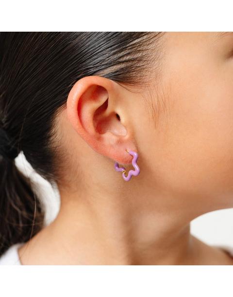 Enamel Flower Hoop Earrings
