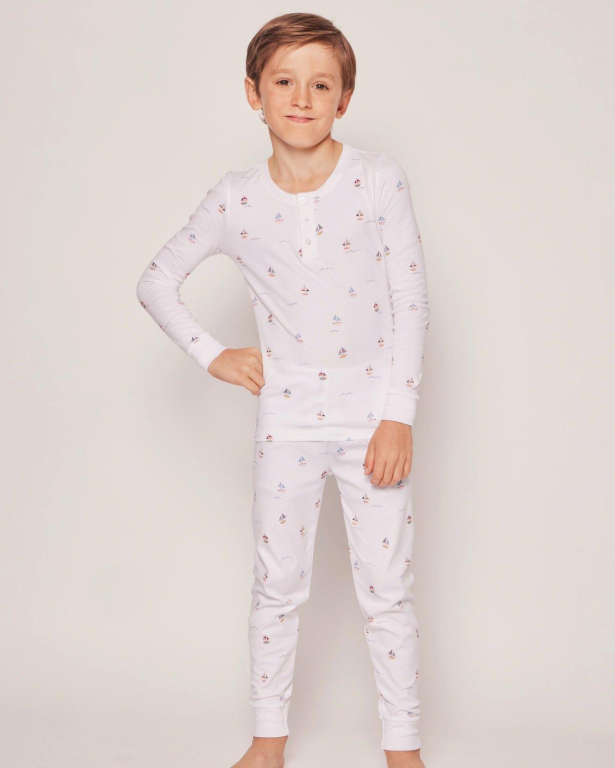 Kid's Pima Snug Fit Pajama Set in Bateau image number 2